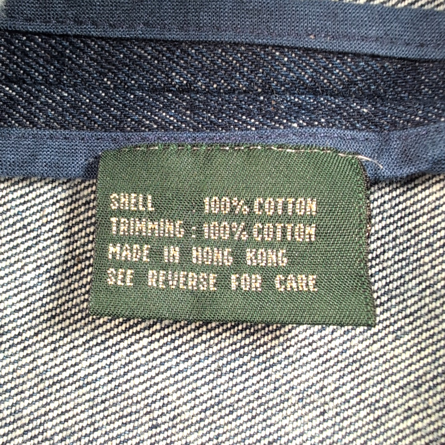 90s Authentic Imports Coat Women’s L Blue Denim Flannel Lined Leather Collar VTG
