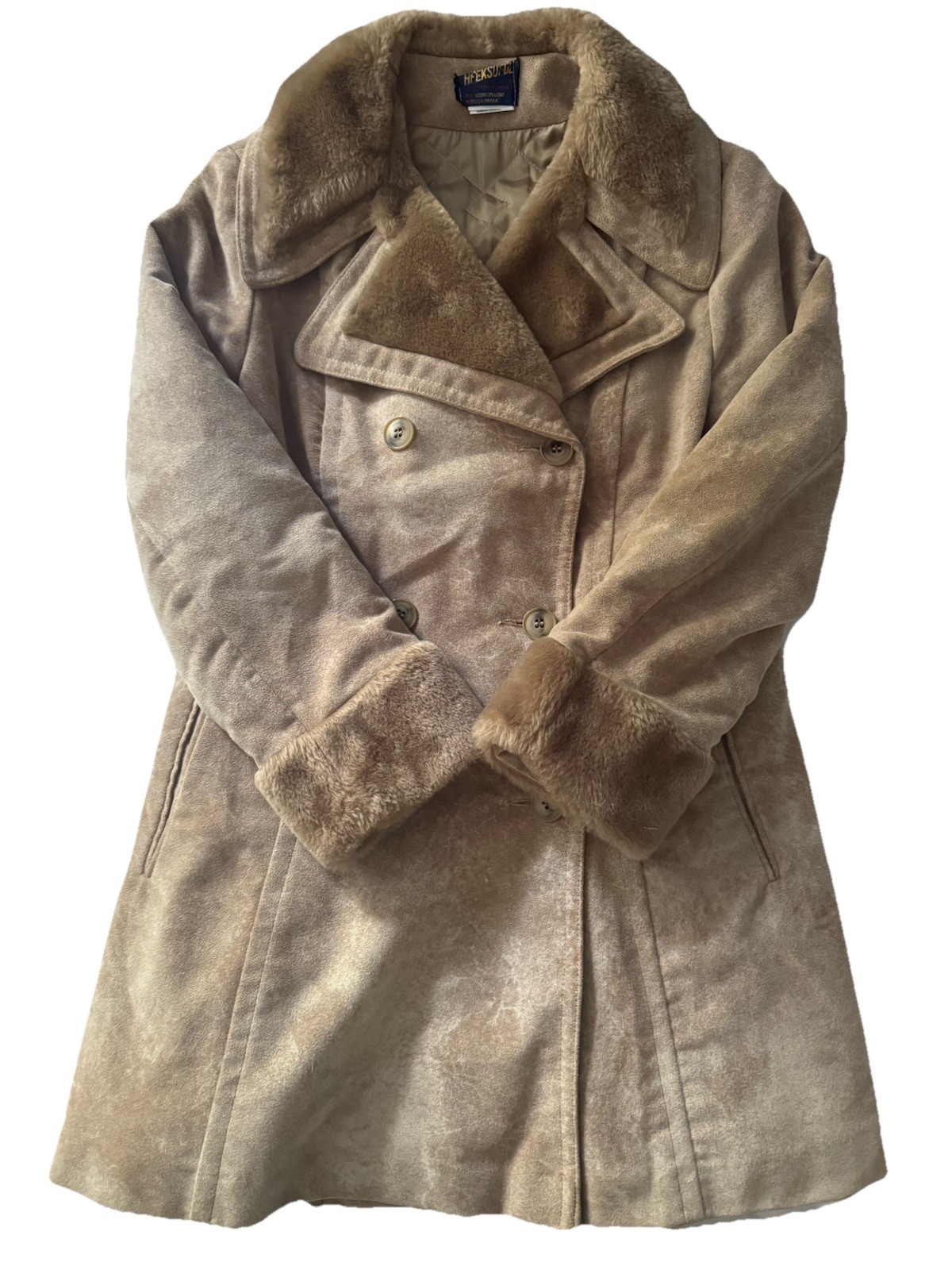 Vintage Suede Leather Duster – Fur Collar & Cuffs. Made In Holland