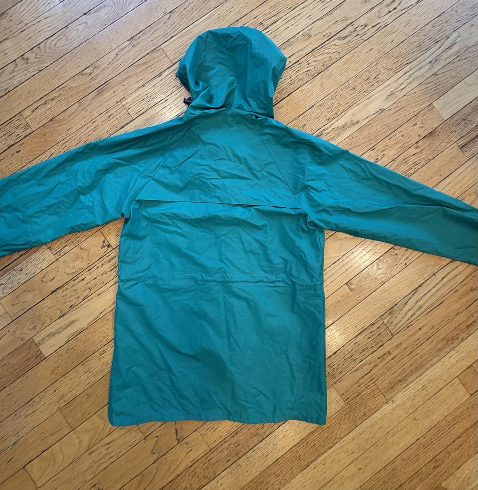 Women’s vintage Columbia Waterproof Hooded Rain Coat Teal S Mid-Length Zip/Snap