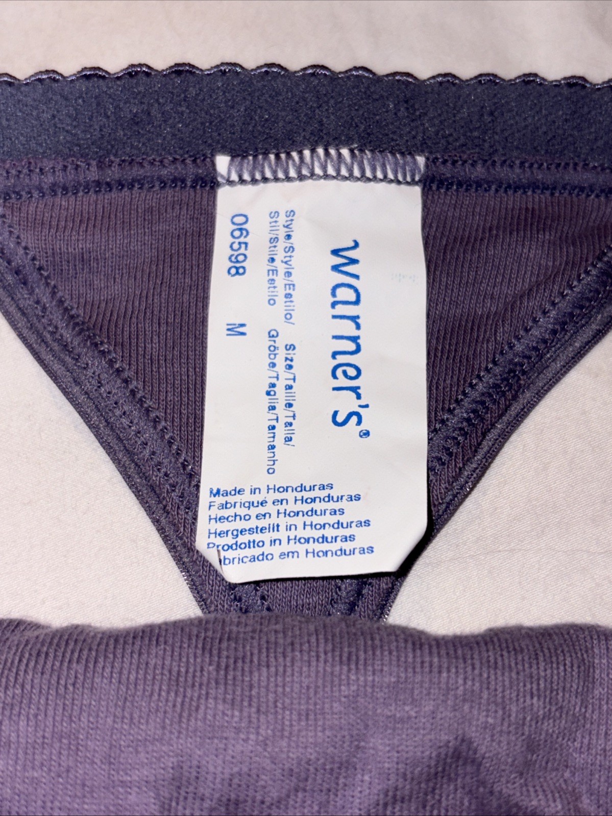 Warner’s Vtg Y2K Warner Panties M Thong String Mauve Bikini Cotton Underwear