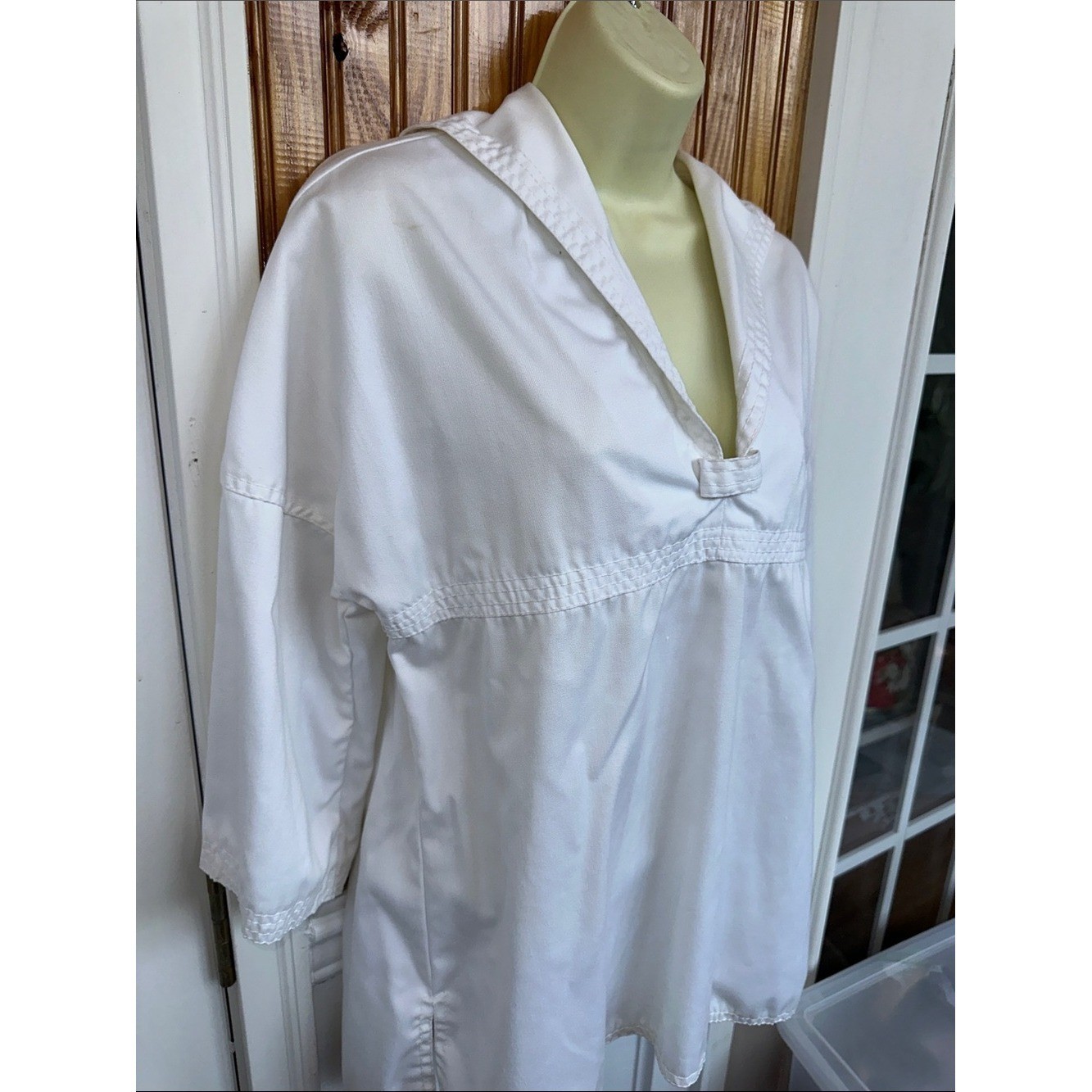 Vintage 60s/70s Patty Woodard White Sailor Collar Tunic Pullover Top/Jacket