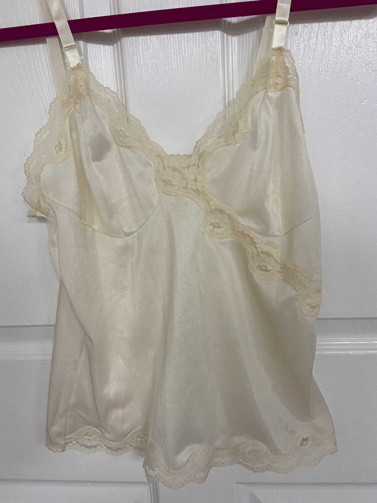 Movie Star Lace Trim Nylon Camisole Vintage Cami Size M Made In USA