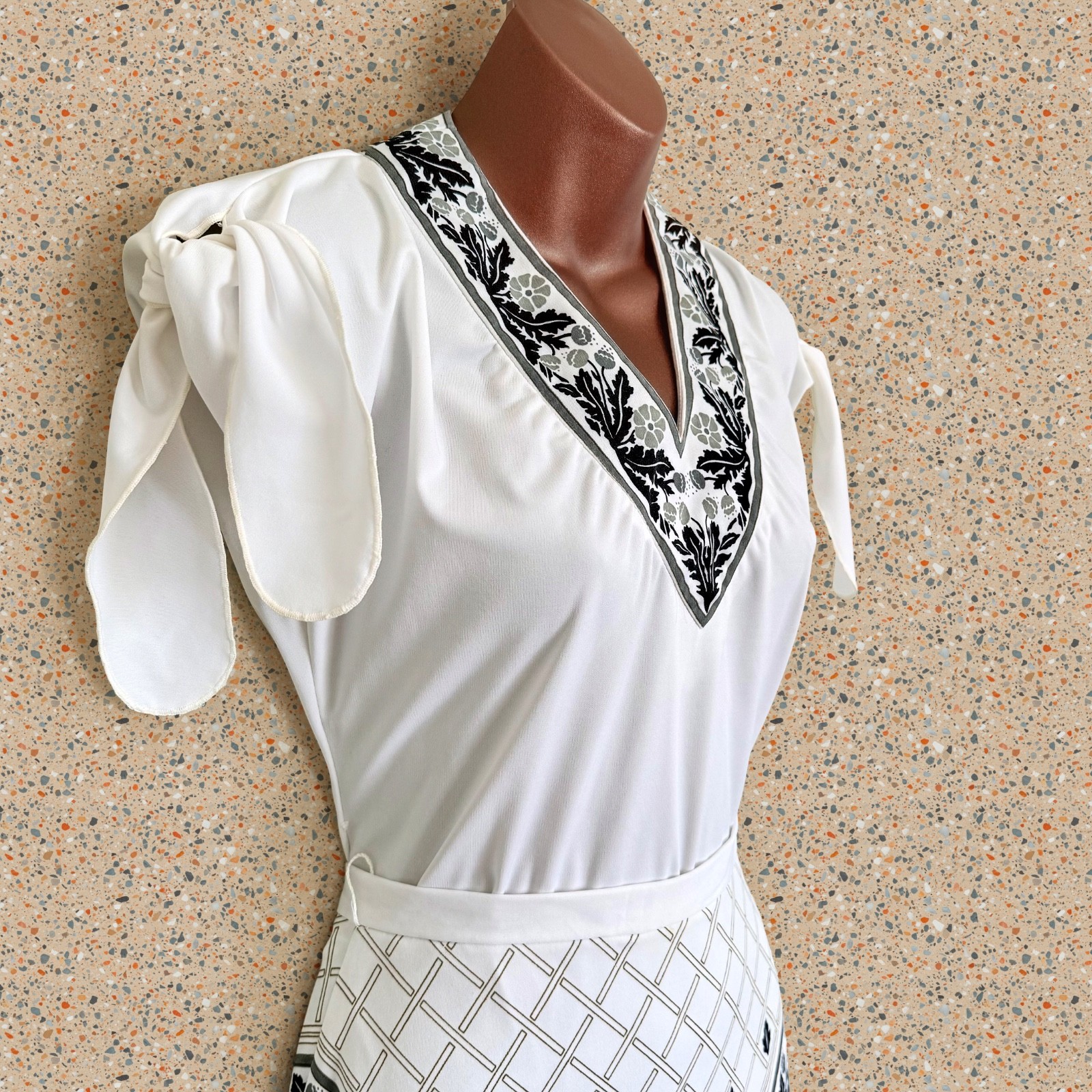VTG 70s Miss Shaheen Hawaiian 3pc Convertible Hosting Set 2 Skirts with Top XS-S