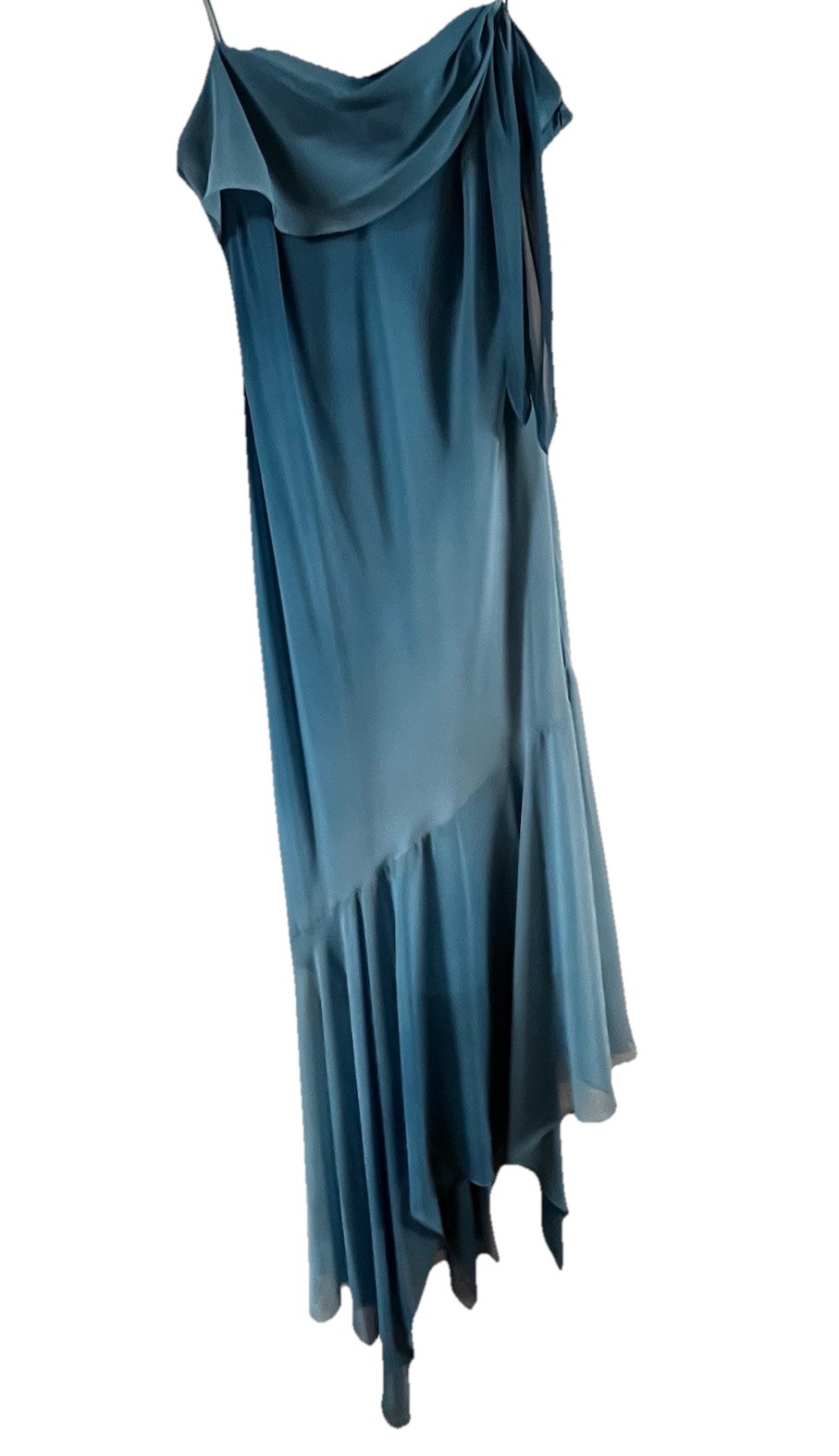 True Vintage Y2K Slip Dress Ombré BiasCut Cowl Neck Flutter Hem Fairy Grunge Lg