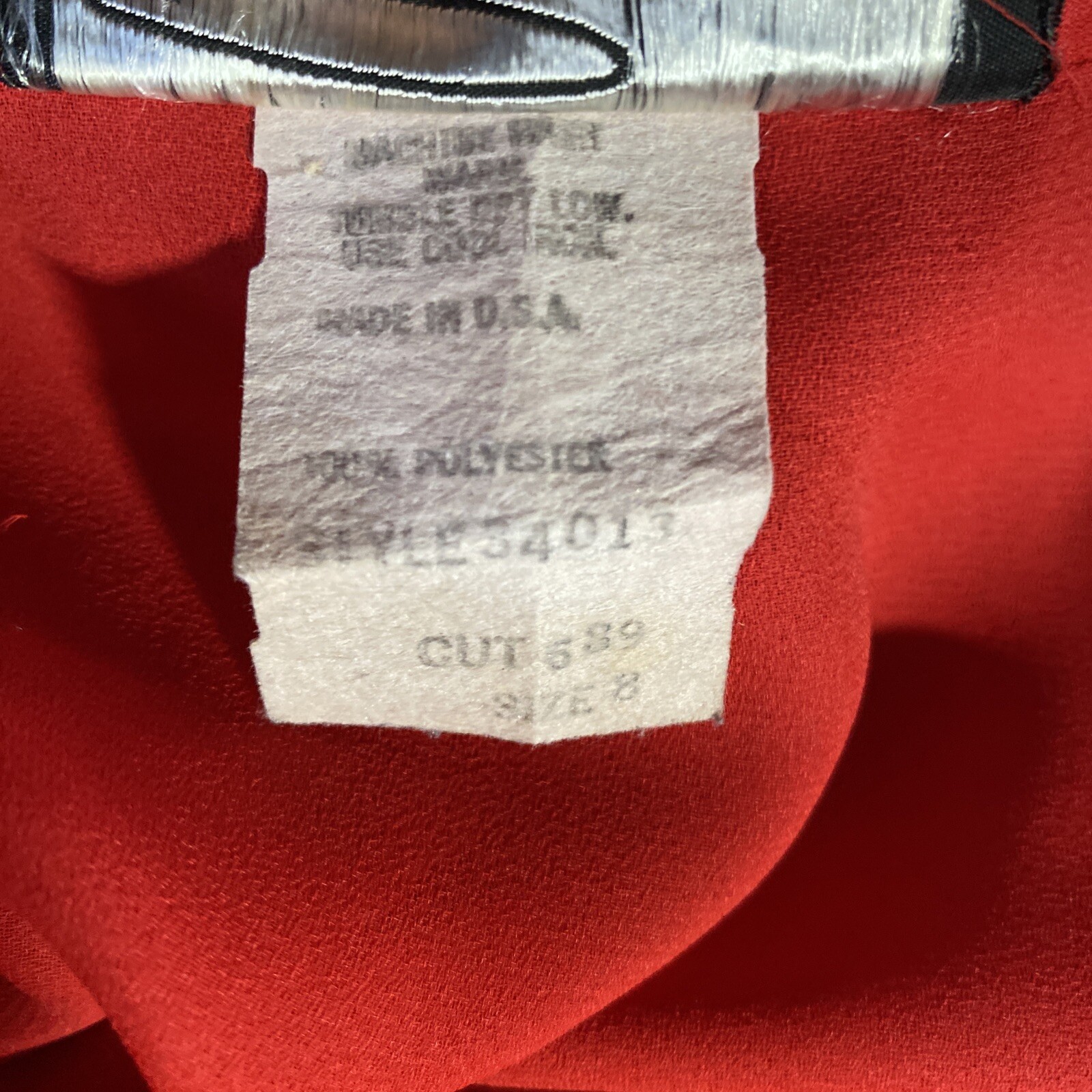 VTG Puccini Blouse Sz 8 True Red Button Loop Pleat Shoulder Long Sl Top Work USA