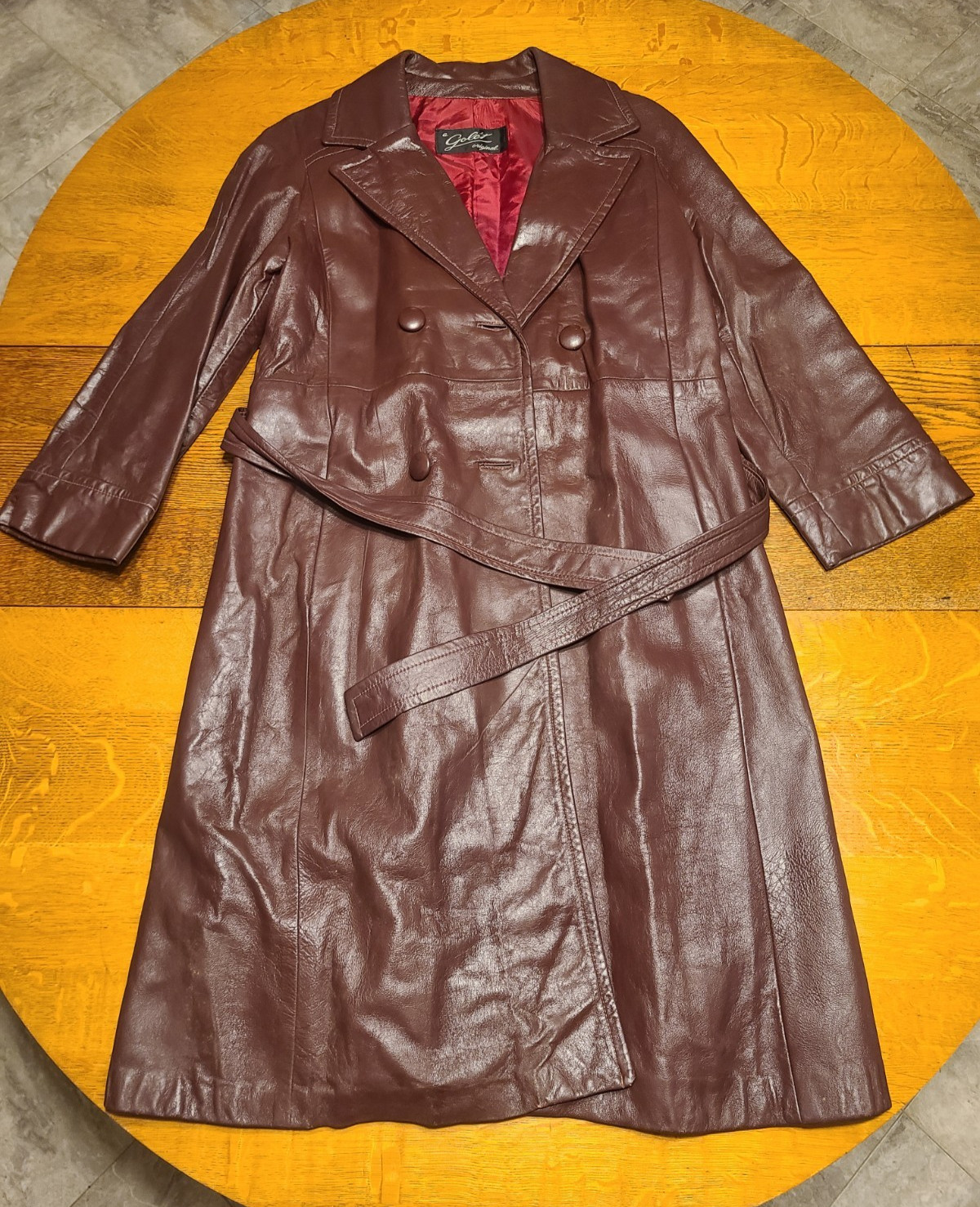 Vintage Golet Leather Coat Womens Sz 12 Dark Red Mid Century 50s 60s Gole’t