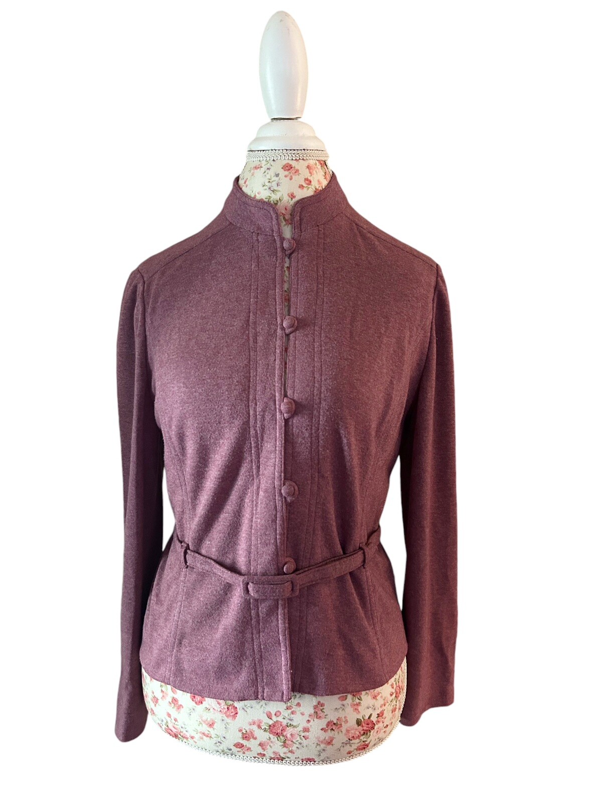 Vintage Leslie Fay 1970’s 1980’s Mauve Rose Belted Fitted Jacket Fall Winter