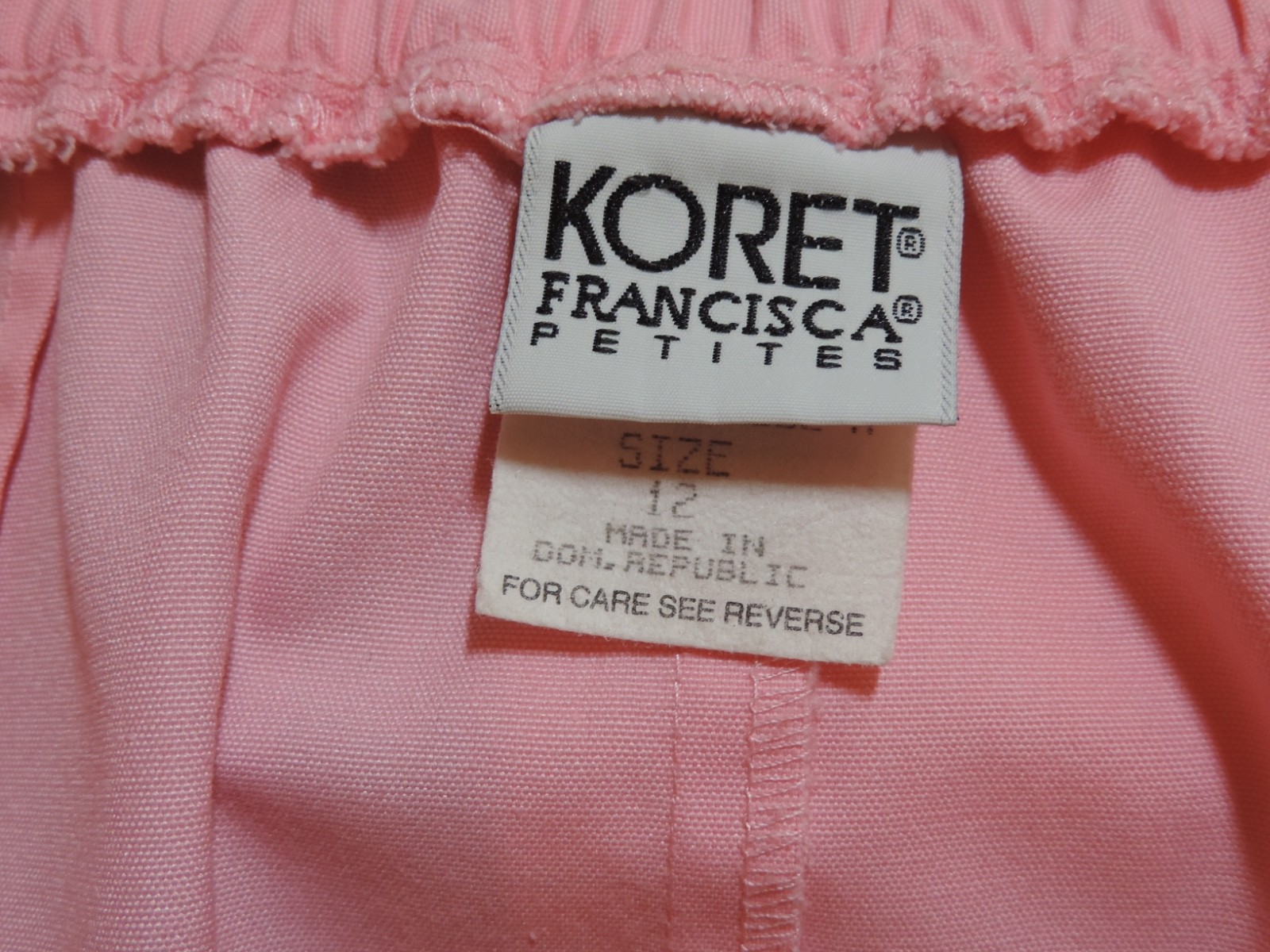 Vintage 1980s Koret Pink Skirt Petite 12 M Elastic Waist 28-32″ Botton Front