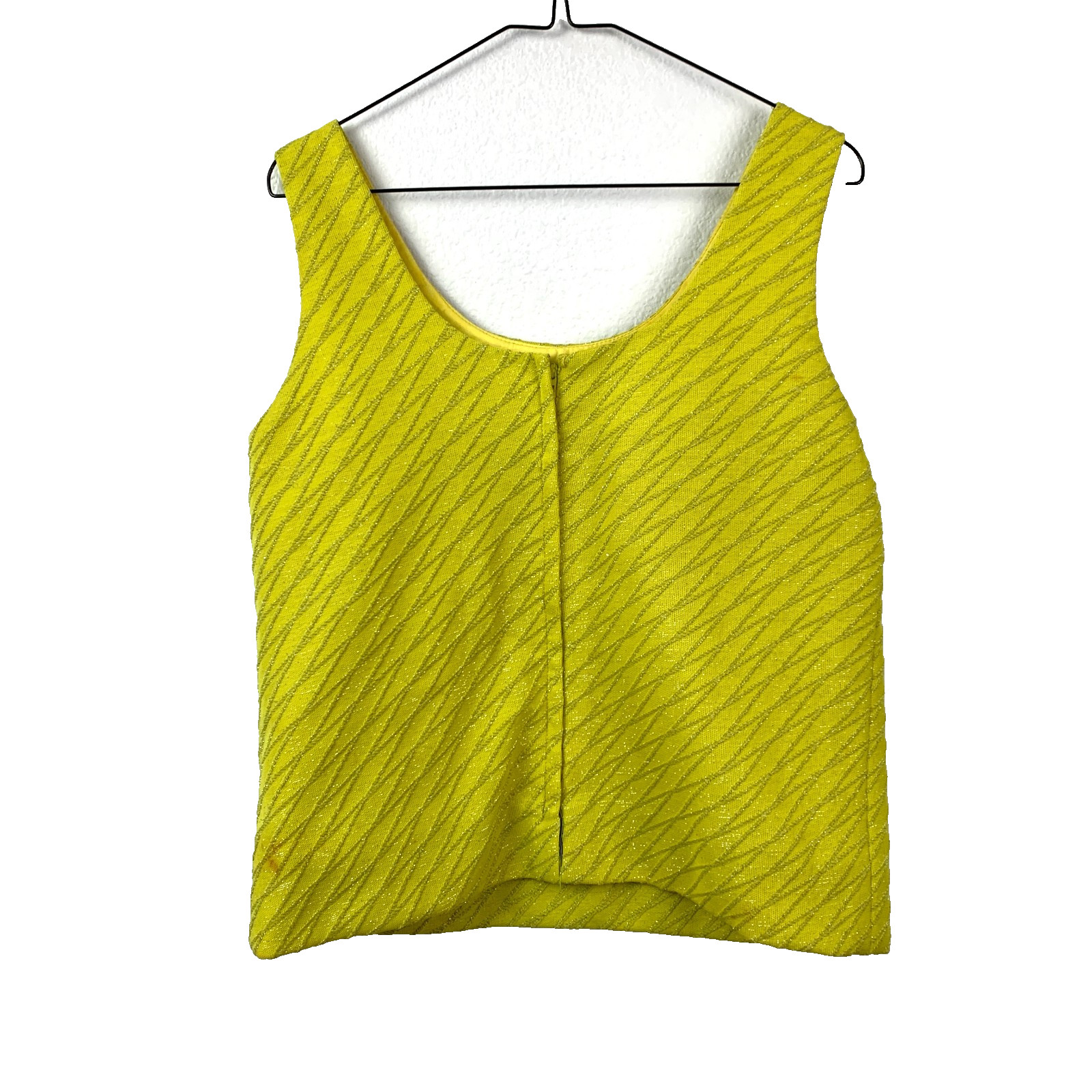 Vintage Julie Miller California Chartreuse Metallic Sleeveless Shell Chest 37″