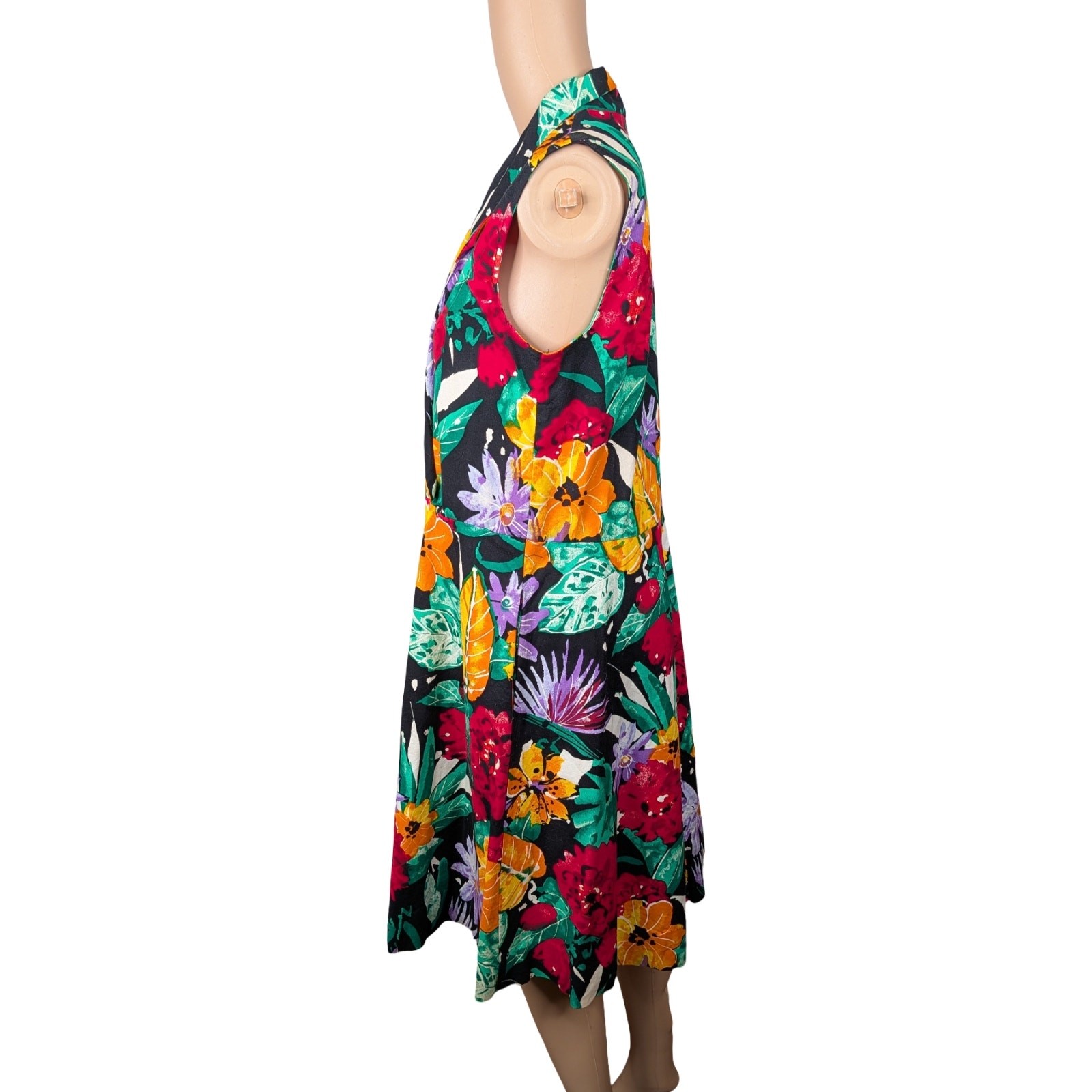 VTG 80s 90s Impressions Cotton Circle Skirt Dress M/L Floral Grunge Whimsigoth