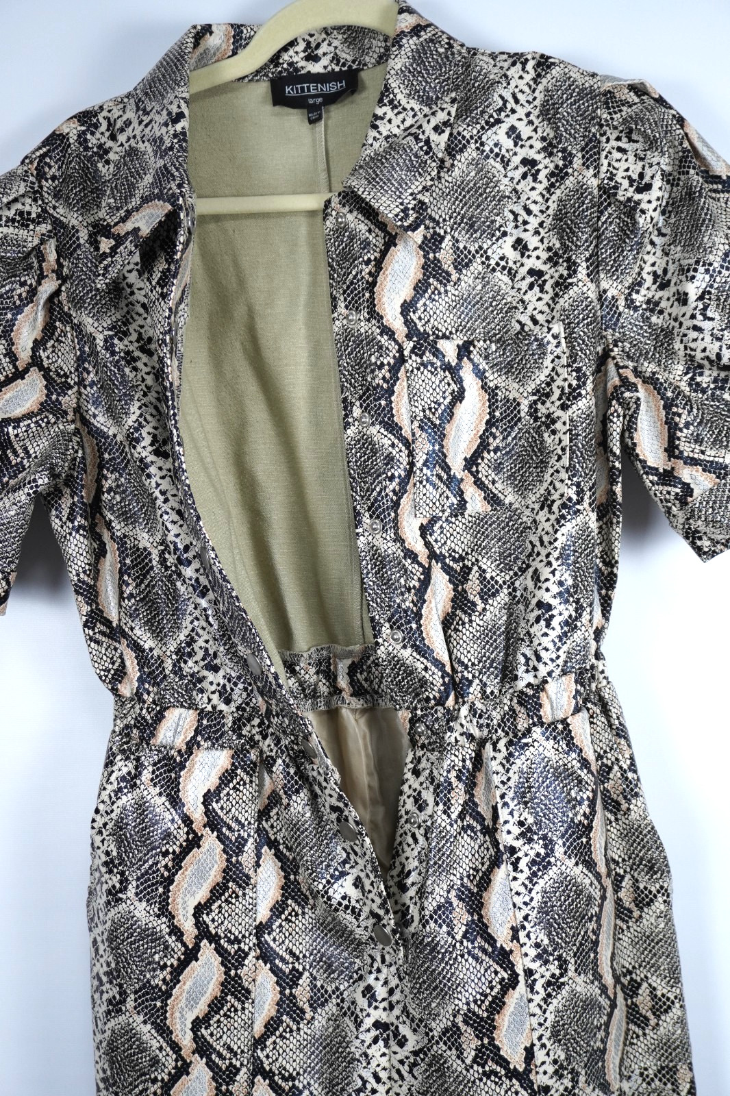 Retro 70s Style Jumpsuit Large Boho Chic Short Sleeve Disco