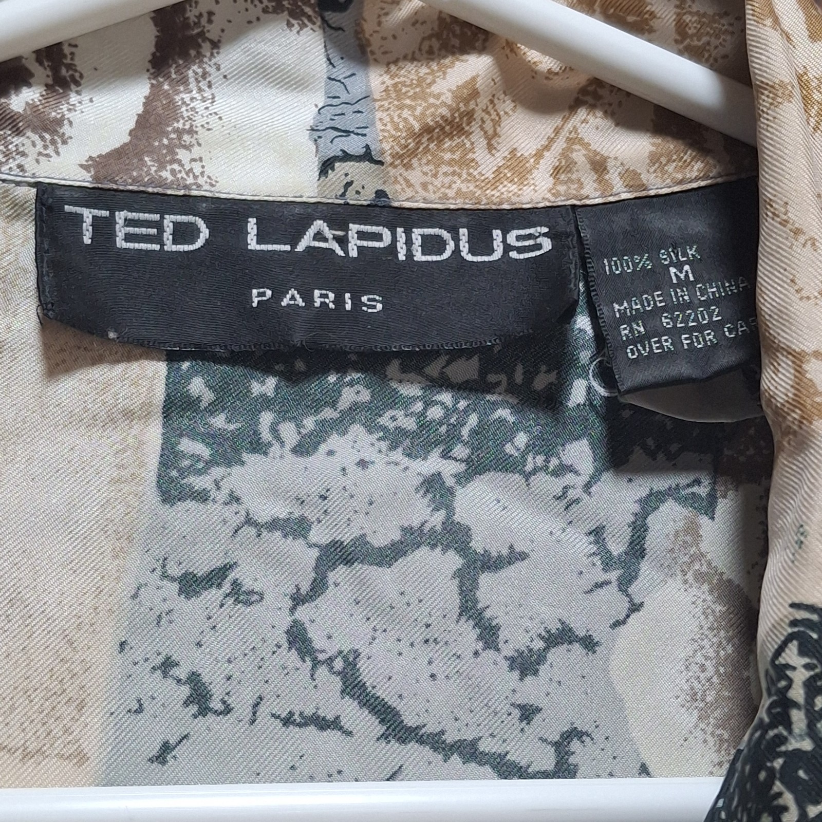 Vintage Ted Lapidus Paris Silk Button Front Blouse Women Size M Abstract Floral