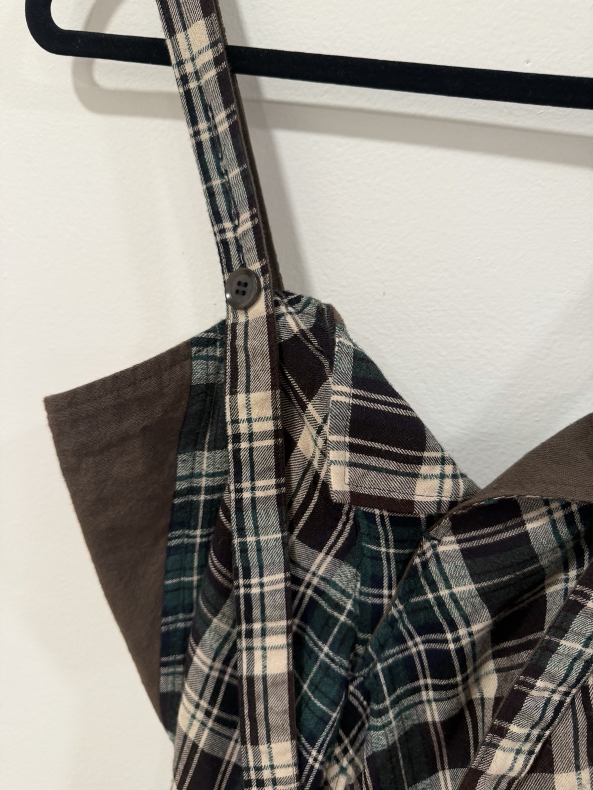 Y’s Yohji Yamamoto Asymmetrical Plaid Linen Cotton Sz S Made/Purchased in Japan
