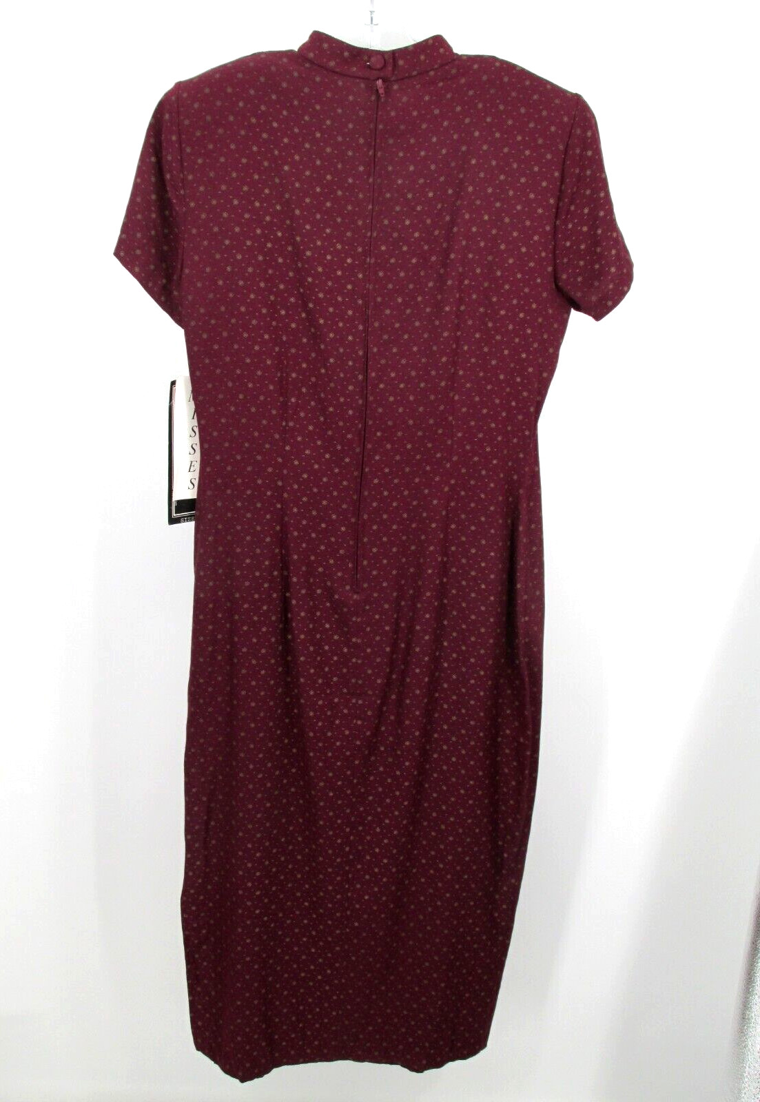 NWT Vintage MOLLY MALLOY Midi Pencil Dress Women Size 10 Burgundy Asian Inspired