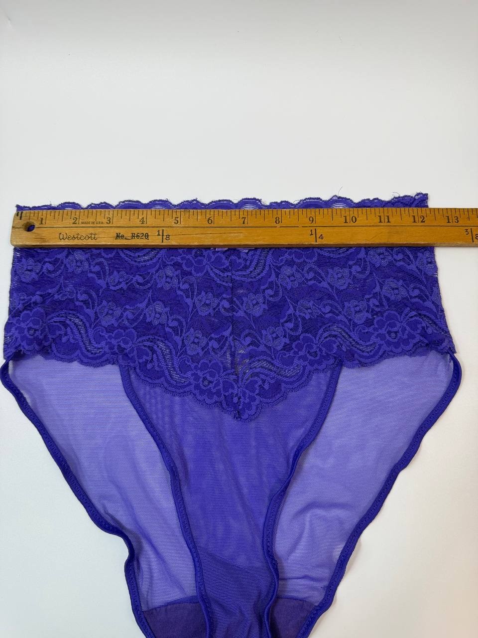 Vintage Victoria’s Secret Purple Sheer Lace Mesh Brief Panties M Nylon USA