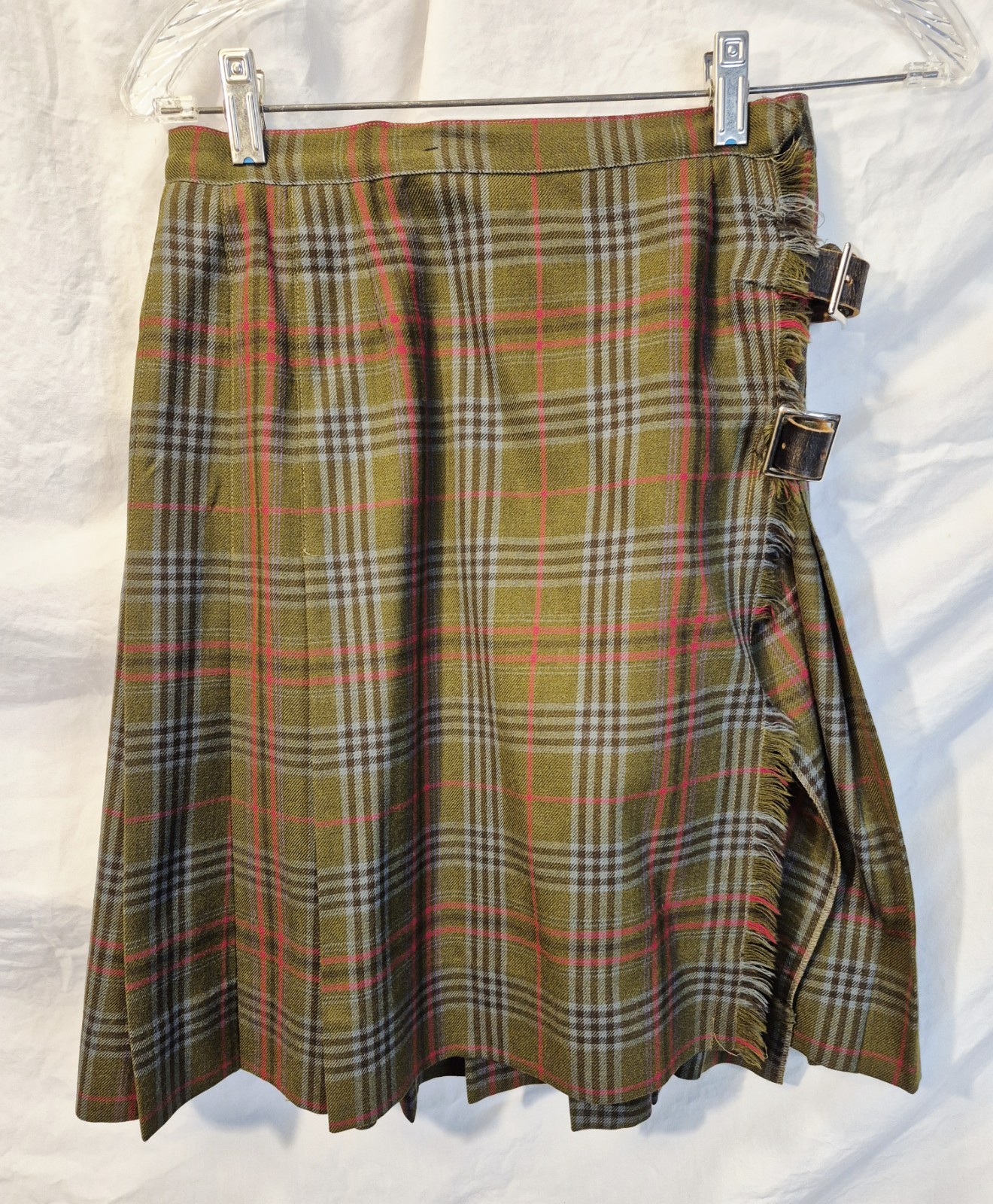 Florence Walsh Sweater And Skirt Green Plaid Vintage Small Medium