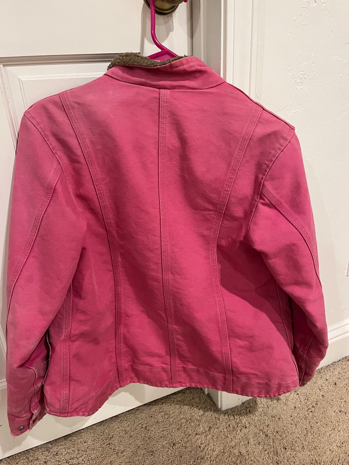 Carhartt Women Detroit Jacket Sherpa Lined Size S PINK distressed 90’s used cute