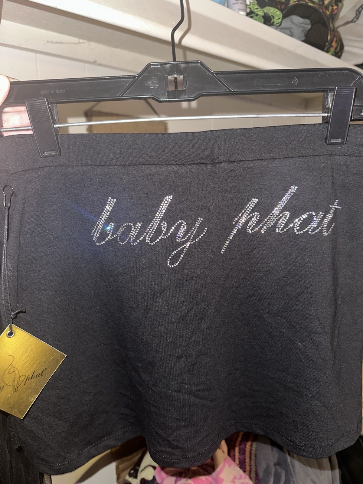 Baby Phat Skirt Black With Built In Shorts Size Large Sparkly 2000s Y2K