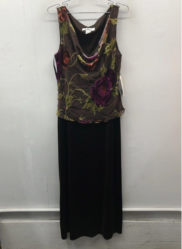 Patra Women’s Brown Floral Velvet Cowl Neck Maxi Dress Sz 10 NWT Vintage