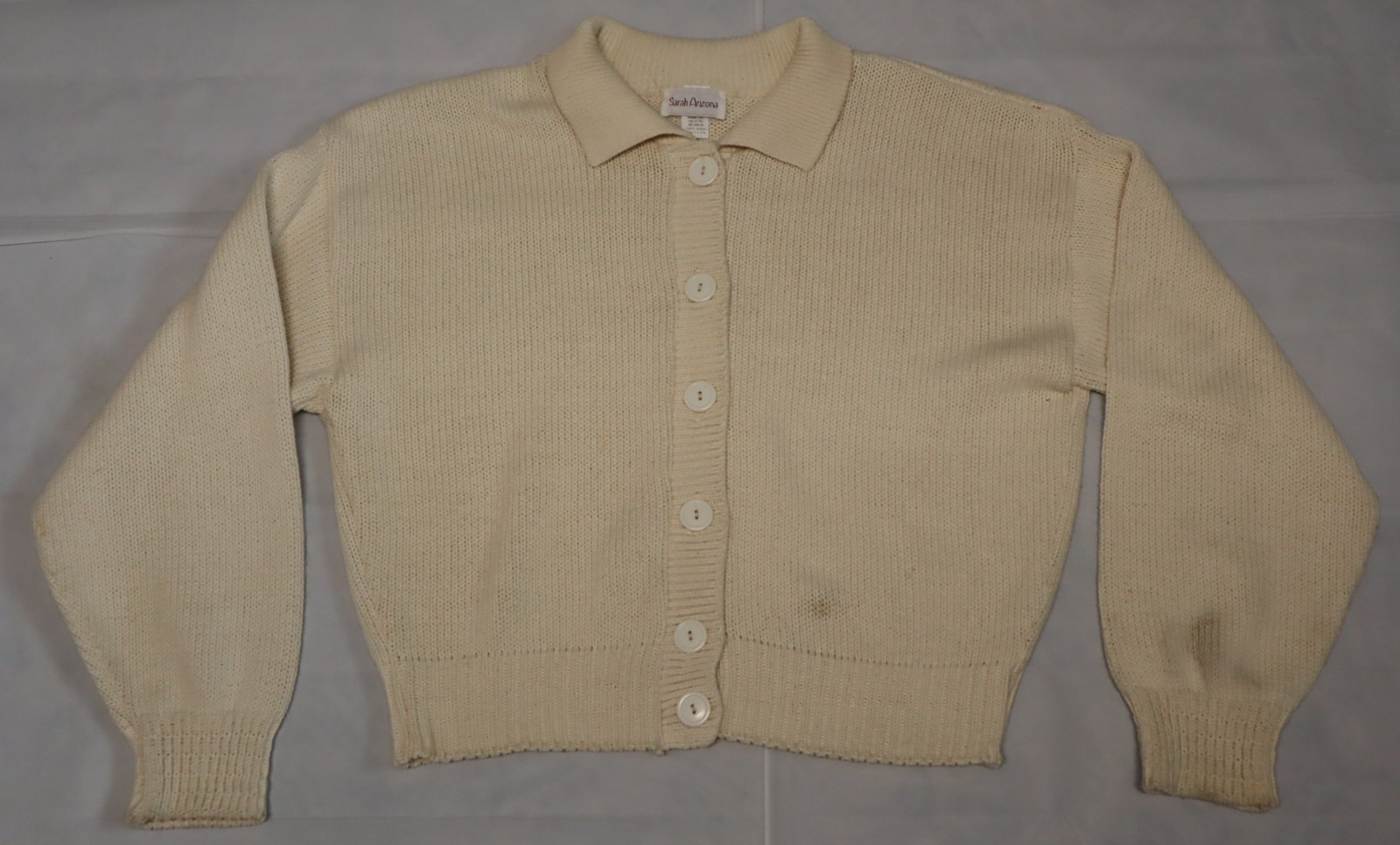 Vintage 1990s Sarah Arizona womens ivory cotton cardigan sweater S/M (USA)