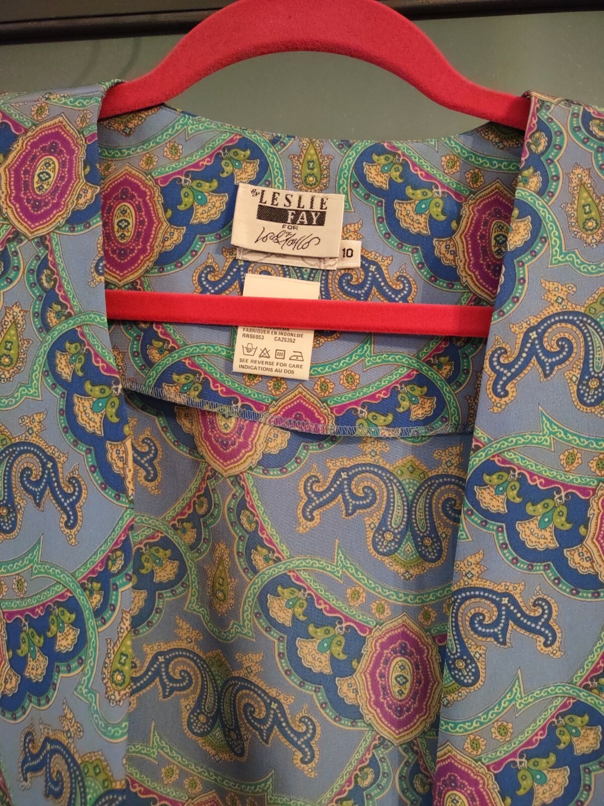 Vintage 90s Leslie Faye Open Jacket Gorgeous Paisley Print Polyester Size 10 NWT