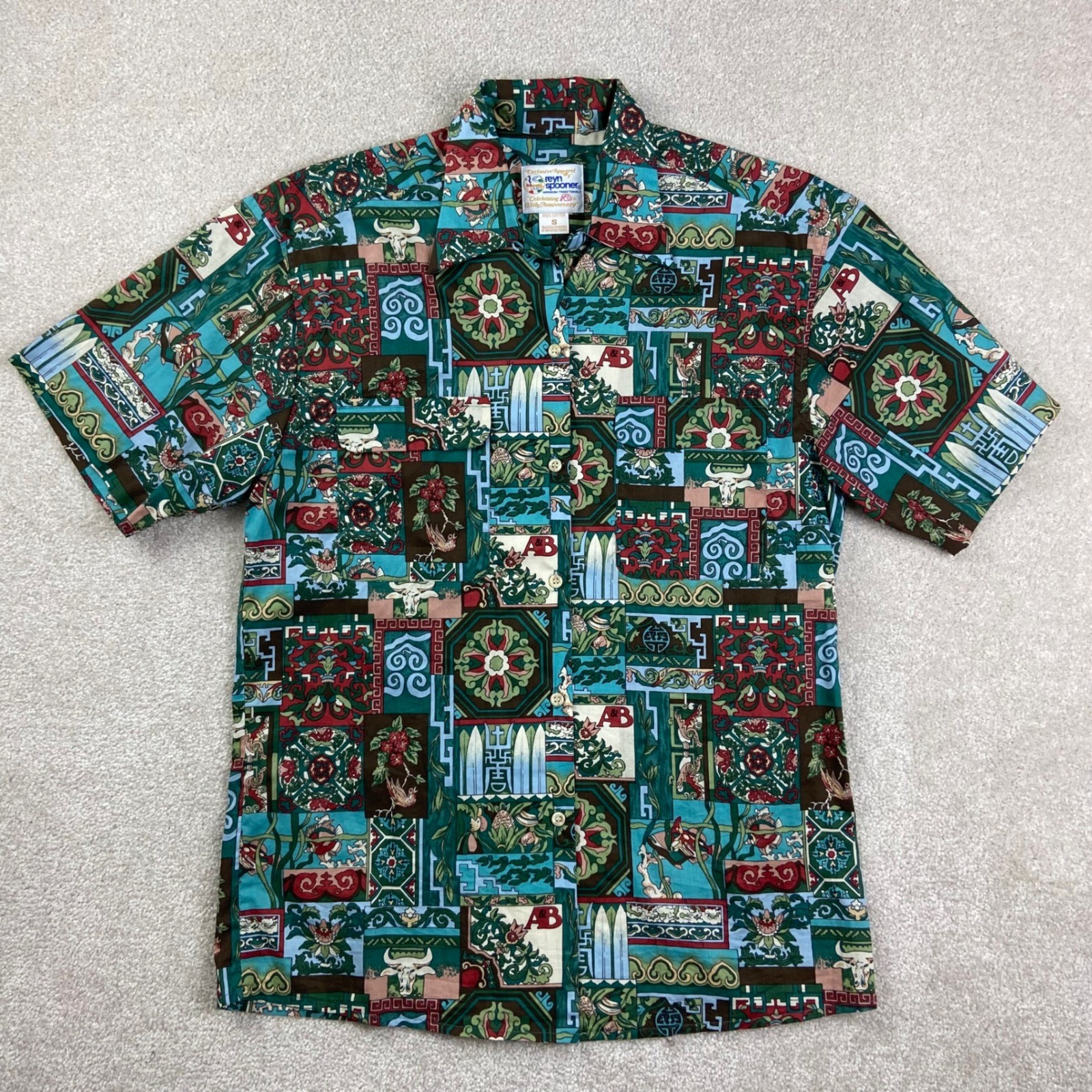 Vtg Reyn Spooner Shirt Womens S Patchwork A&B 125th Anniversary Cotton Loop