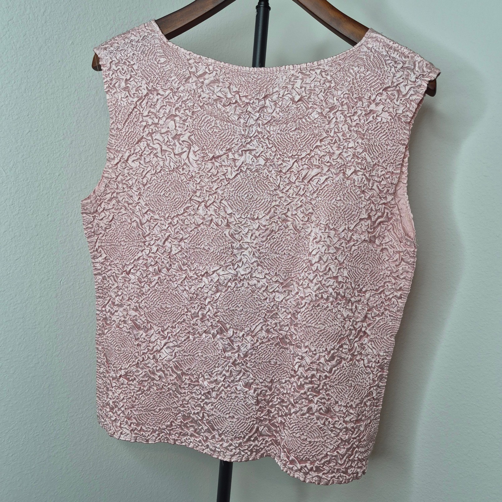 Rafael Essential Vintage 90s Popcorn Crinkle Sequin Tank Top Pink Sleeveless S