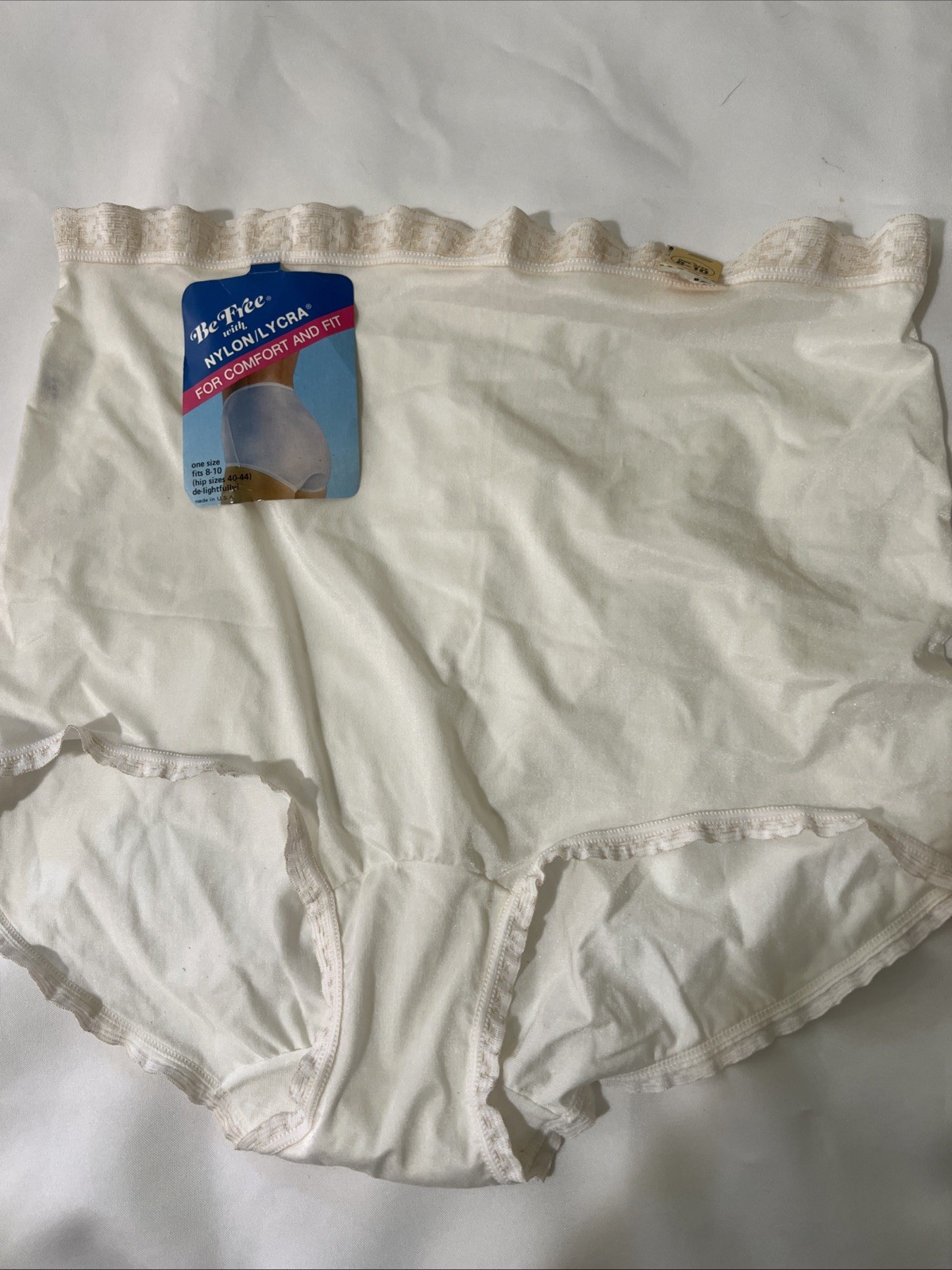 Vintage Be Free One Size 8-10 White Granny Panties Underwear Brief USA NWT