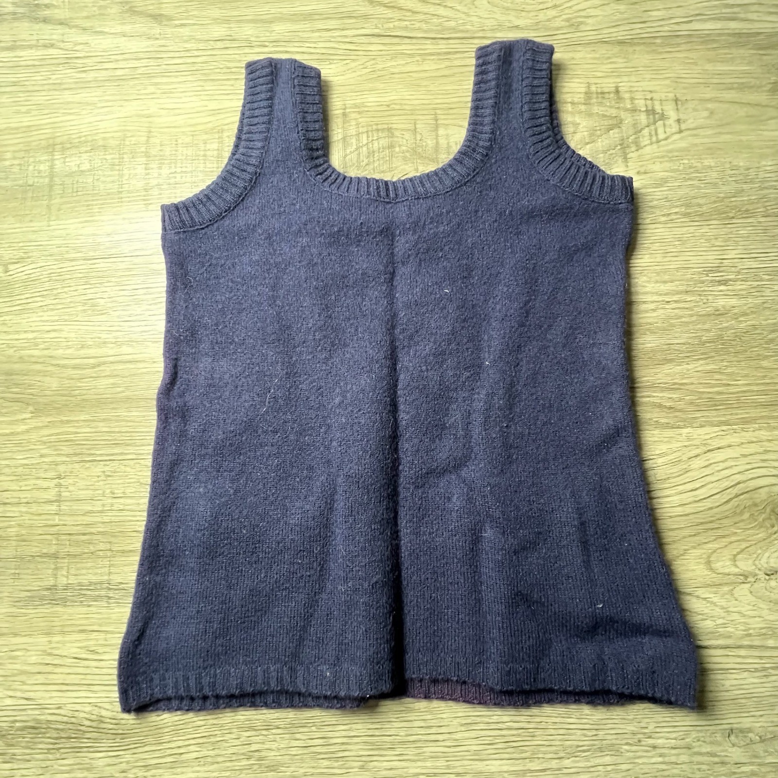Glenbrooke Sweater Vest Women 38 Navy Blue Vintage Knit Scoop Neck Pockets R68