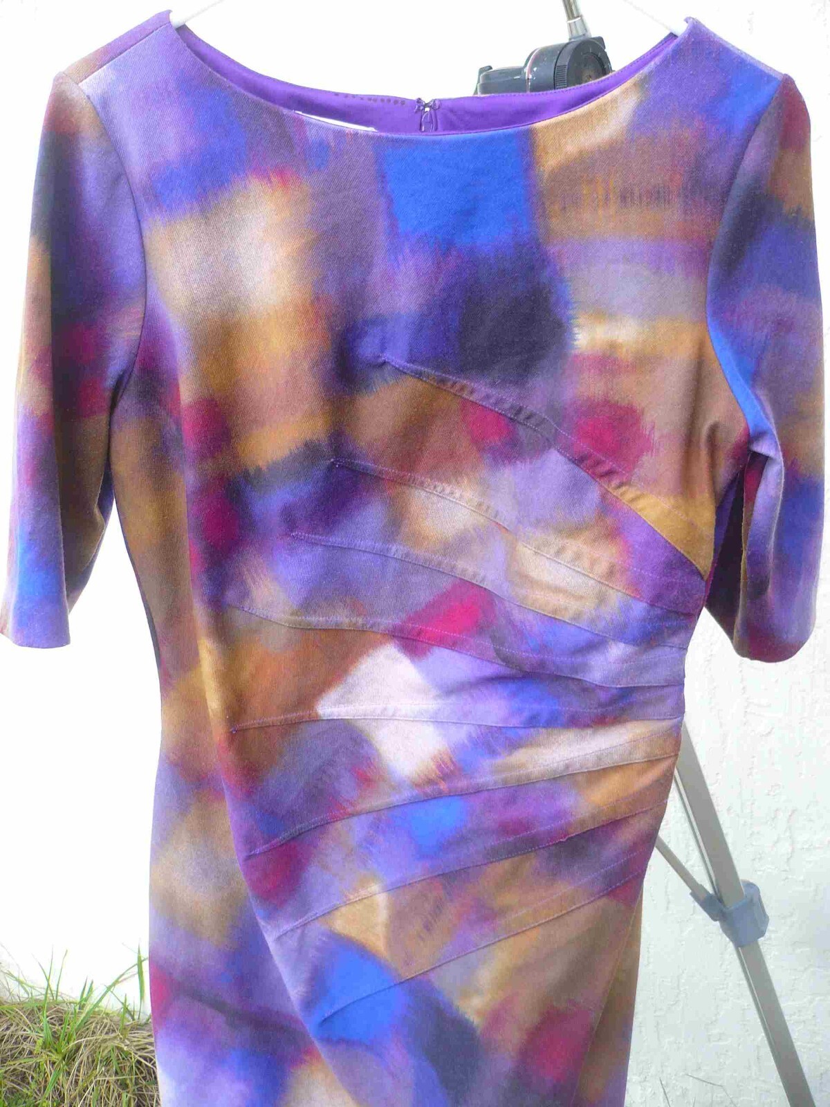 VTG LONDON TIMES S M 10 ARTSY MOD ART SHEATH DRESS HOURGLASS BEAUTIFUL COLORS