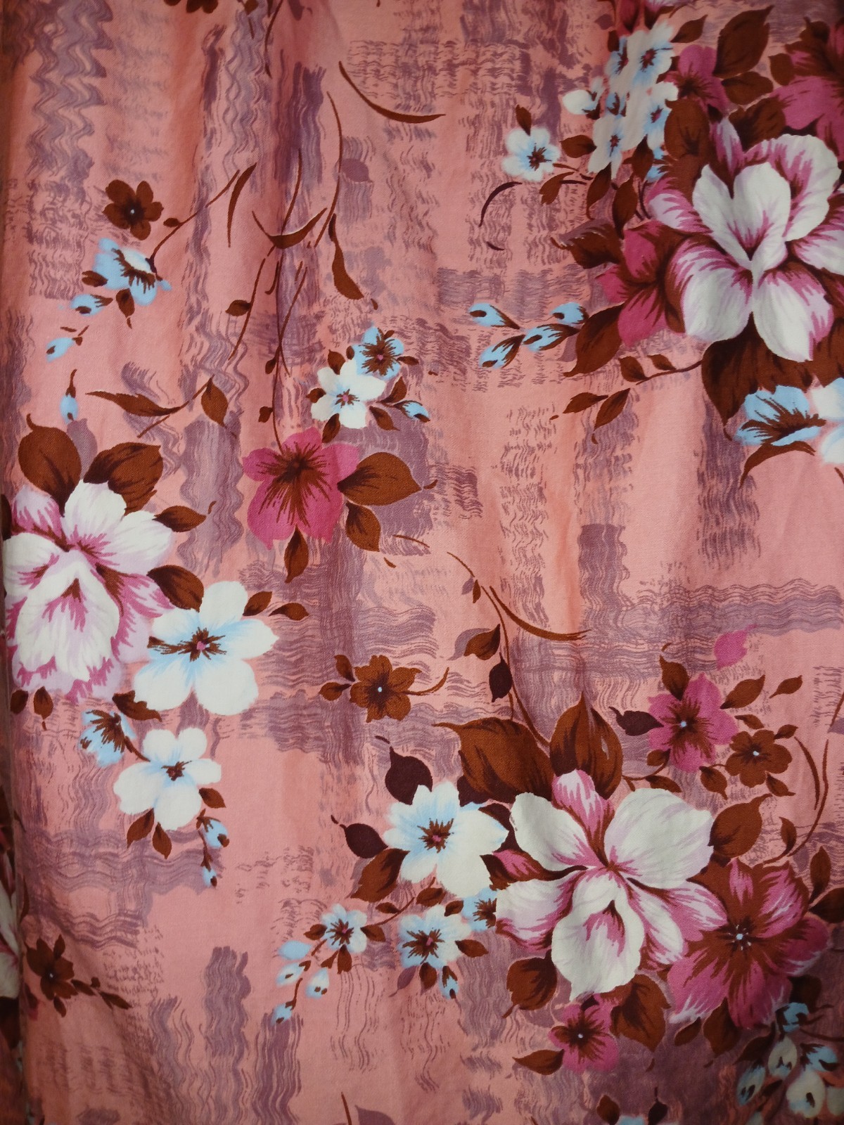Vintage 70s Sears Hawaiian Pink Floral Cotton Muumuu Caftan Tiki Oasis Dress S