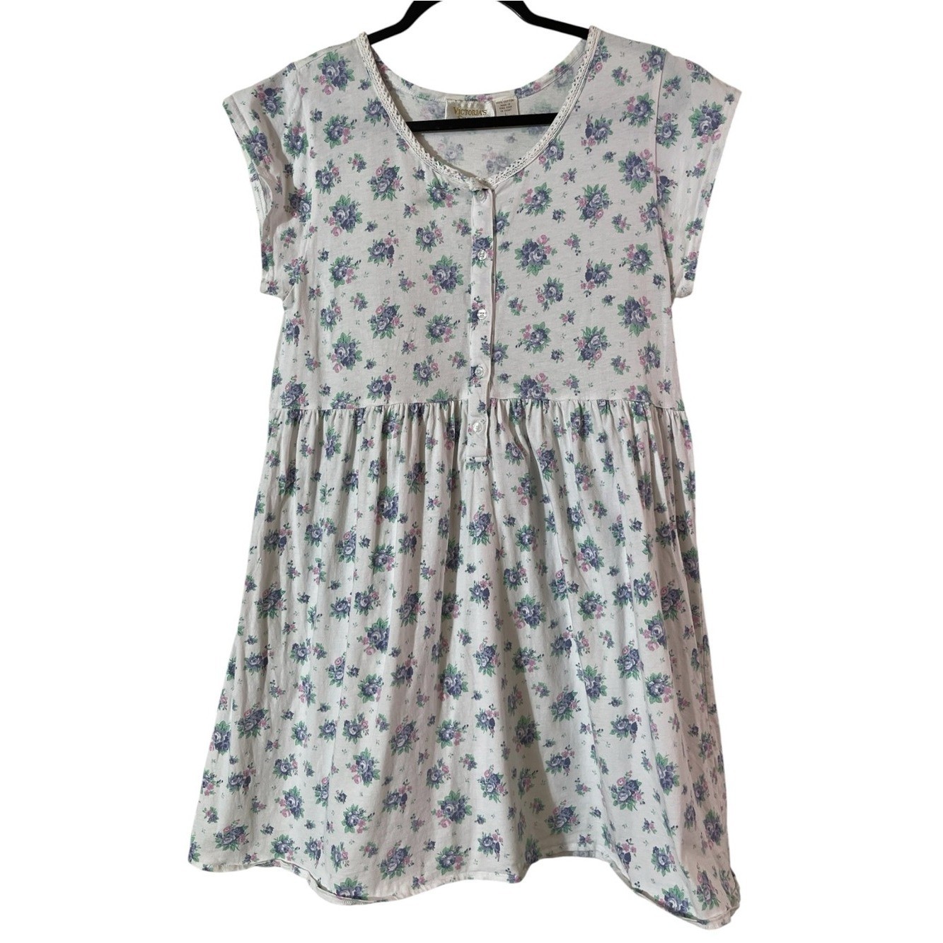 Vintage Victoria’s Secret Gold Label Floral Cotton Babydoll Nightgown L