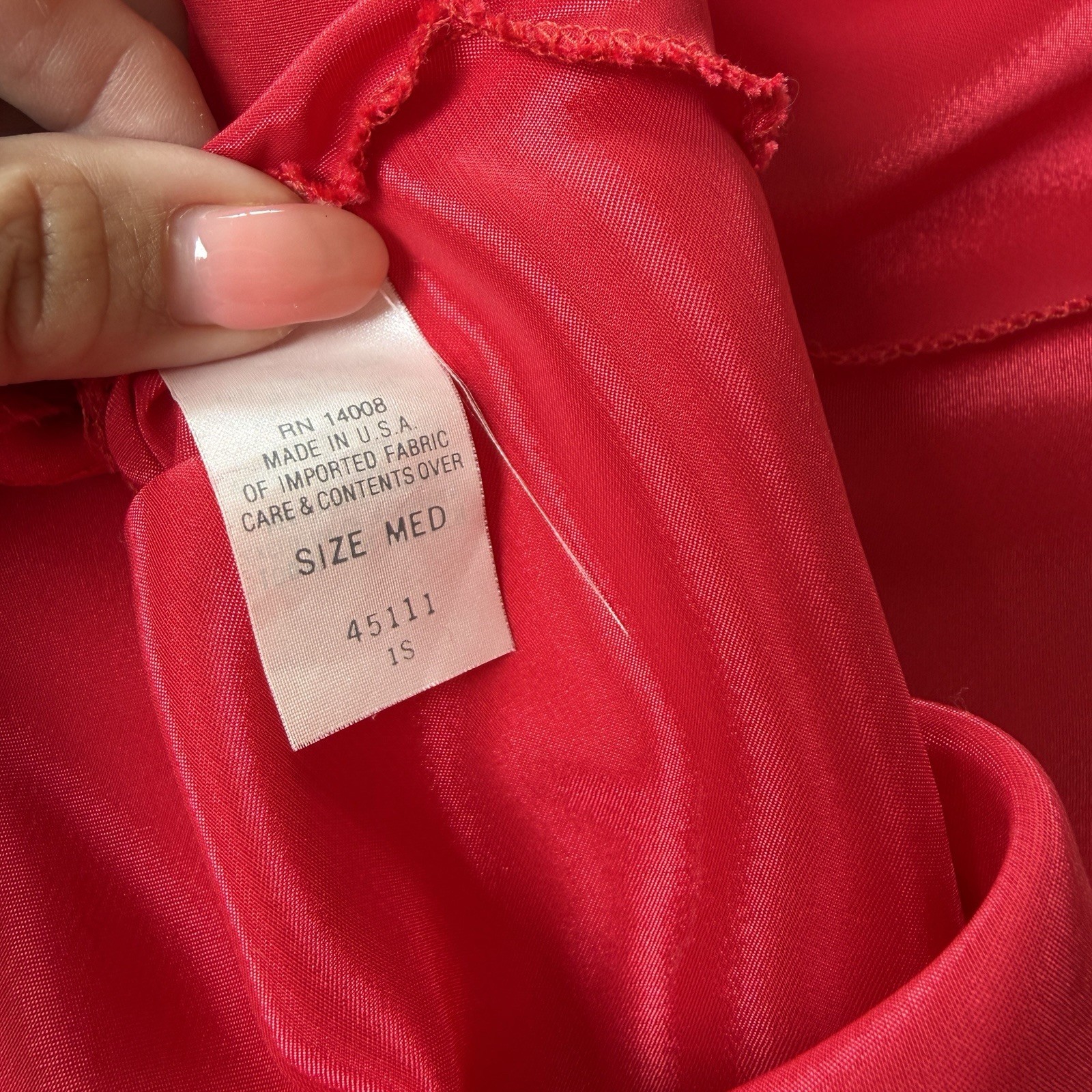 Vintage 80s Escapades Red Satin Tank Top Pin Tuck Pleated Bodice Cami Sz M