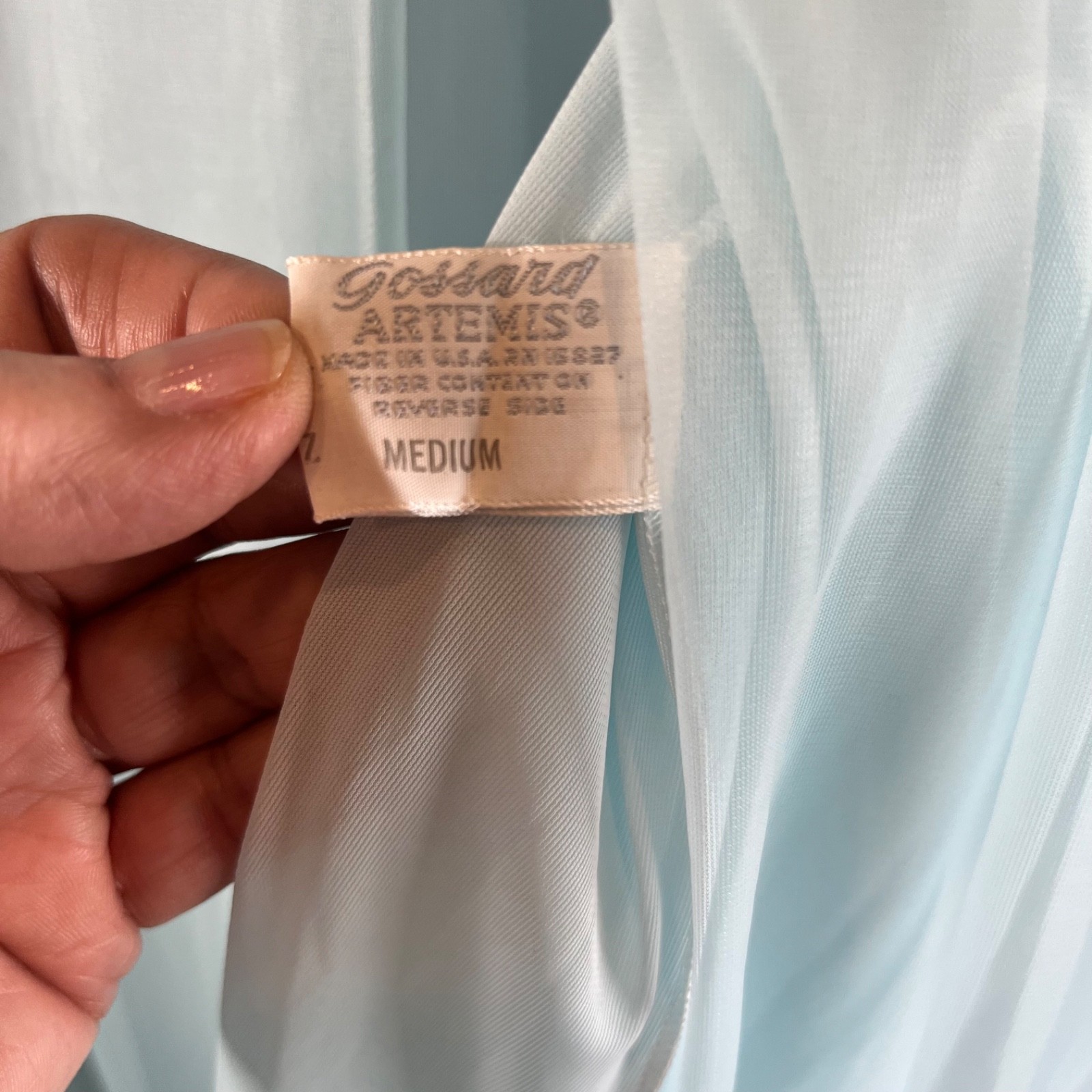 Vintage Gossard Artemis Peignoir M Sheer Robe Floral Nylon BLUE 60s 70’s EUC