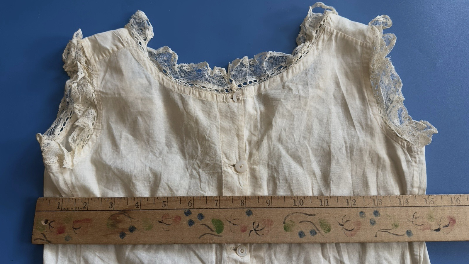 Lovely Antique 19C Lace Trim Cotton Lingerie Full Slip Dress Clothing