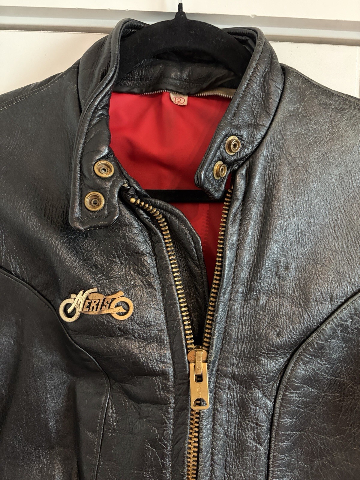 Incredible Vintage Women’s Leather Jacket Brass Hardware 38 Inch Chest