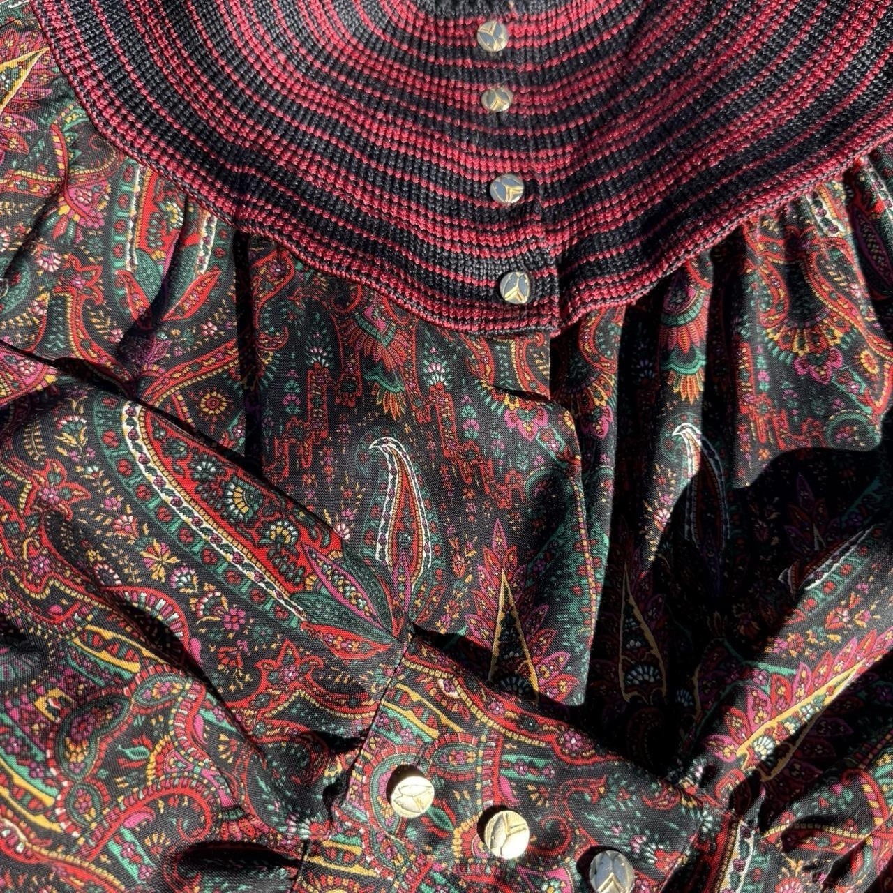 Vintage 80s Hanae Mori Wool Paisley Print Dress Pockets Boho Funky