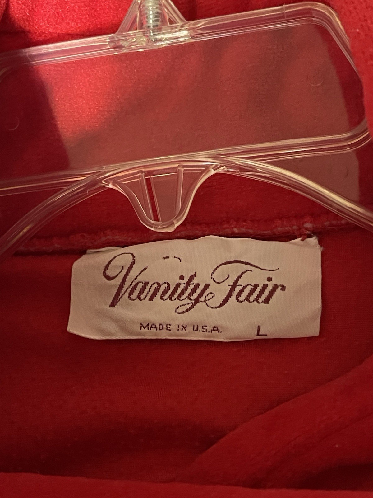 Vintage Vanity Fair Robe Women’s Size Large Full Length Red Fleece 3/4 Sleeves