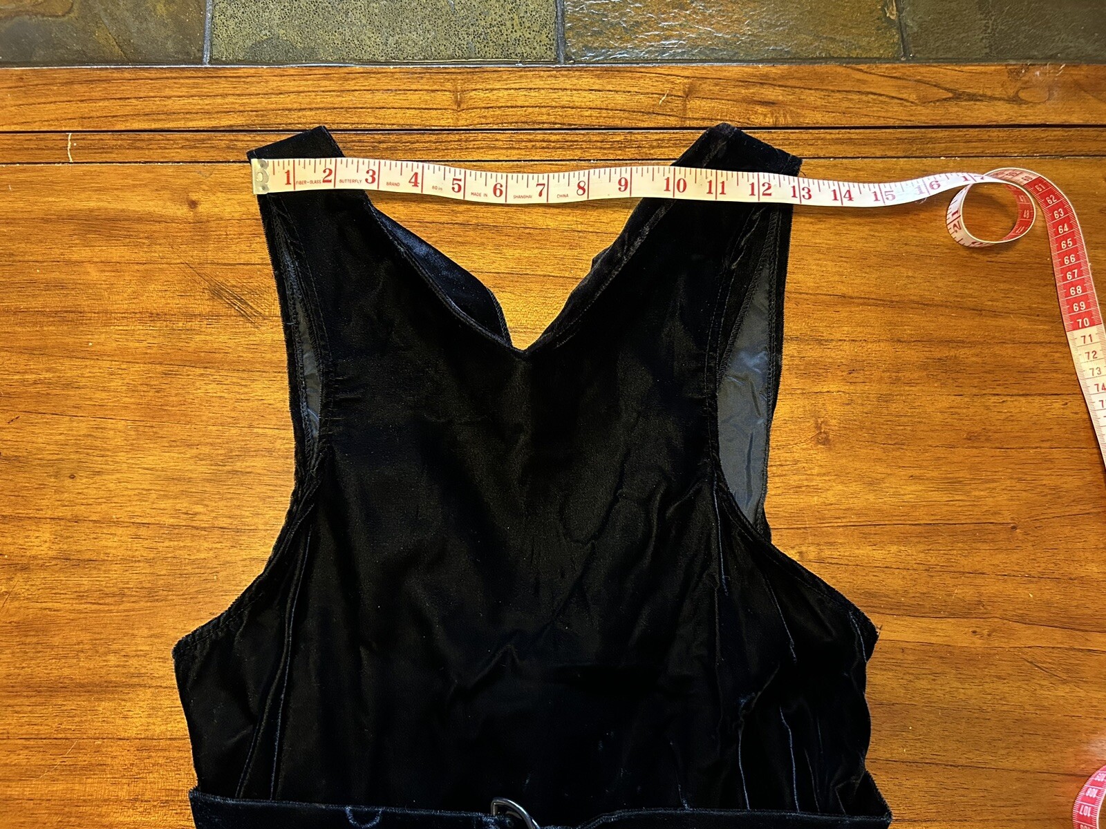 Vintage 1980s/90s XTRMZ Black Crushed Velvet Faux Pearl Buttons Sexy Dress 5/6