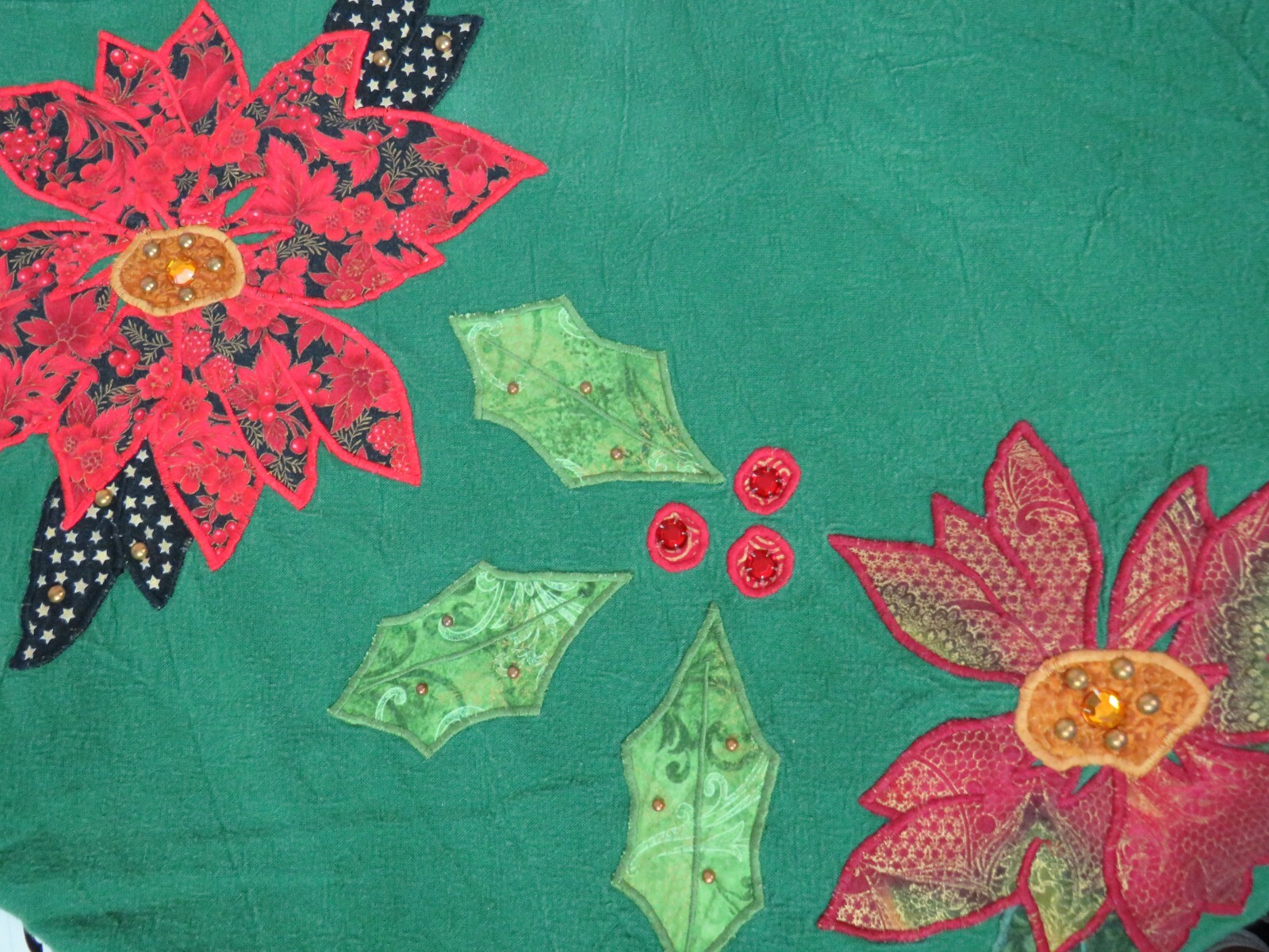 VTG 1970s 80s ALFREDO’S WIFE GREEN COTTON BOHO HIPPIE SMOCK TOP TUNIC POINSETTIA