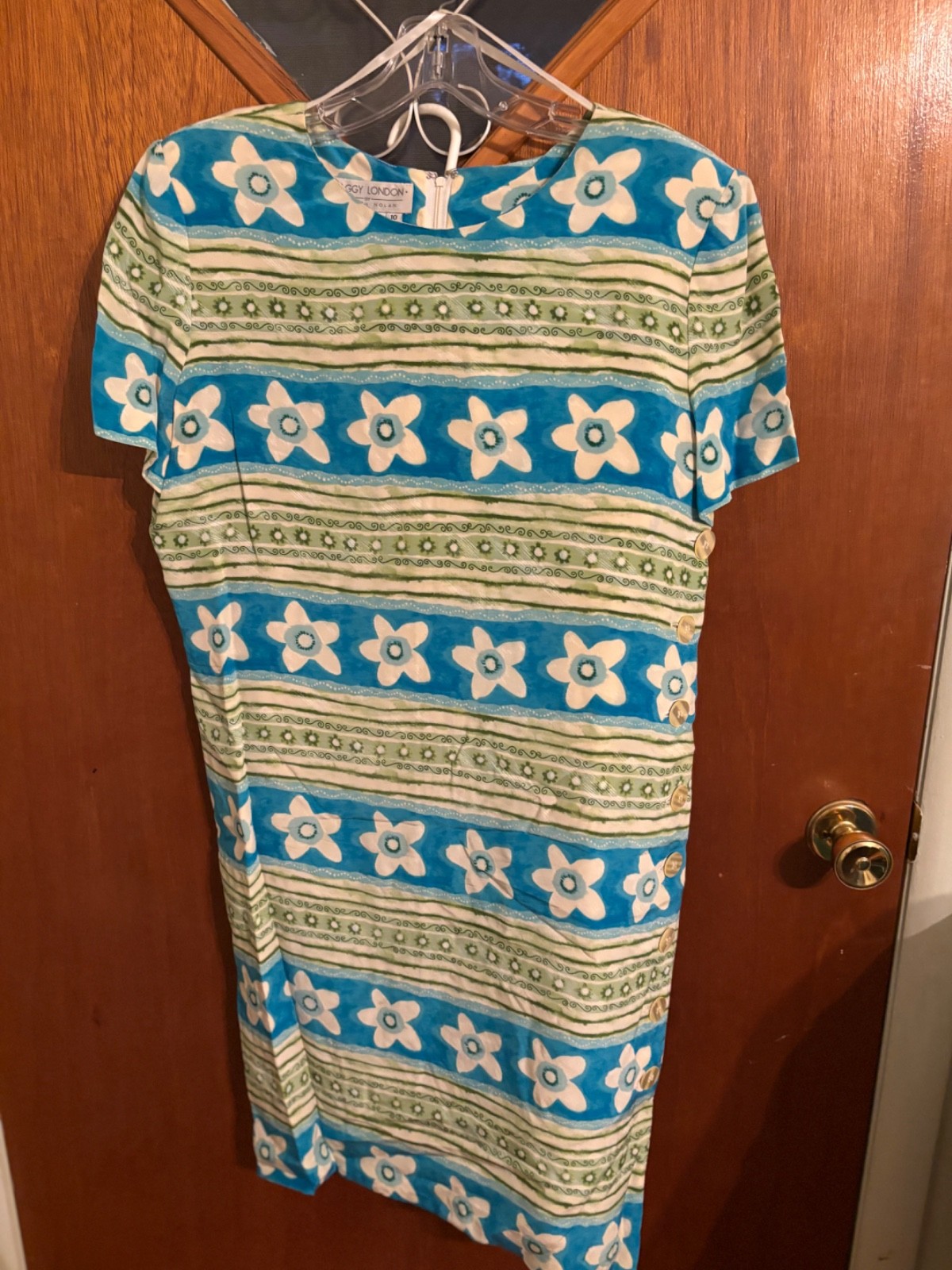 Vintage Retro Maggy London By Kenneth Nolan 100% Silk Boho Mod Floral Dress Sz 4
