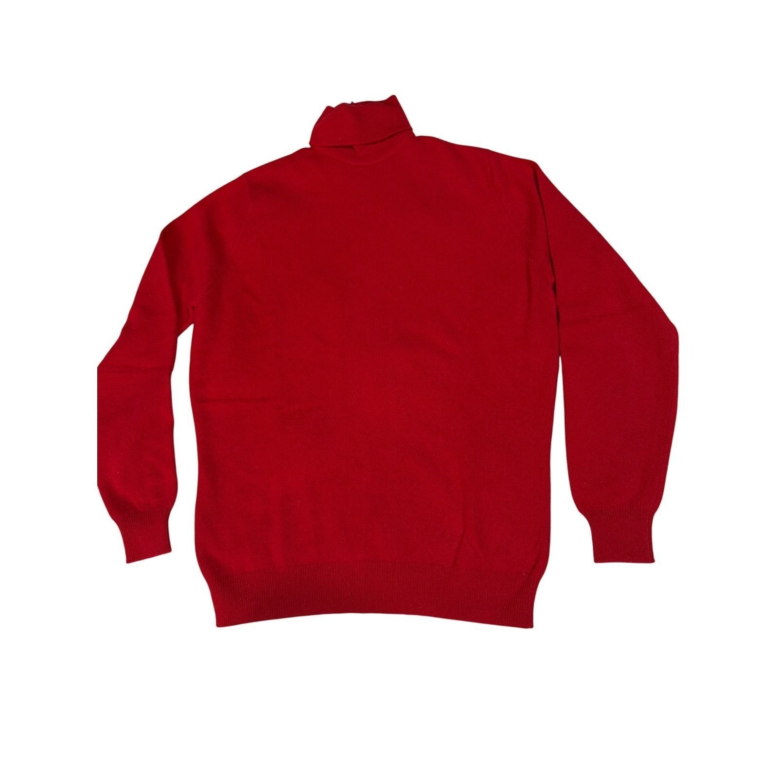 Vintage Jaeger London 100% Cashmere Red Turtleneck Sweater Back Zip | Size 38in