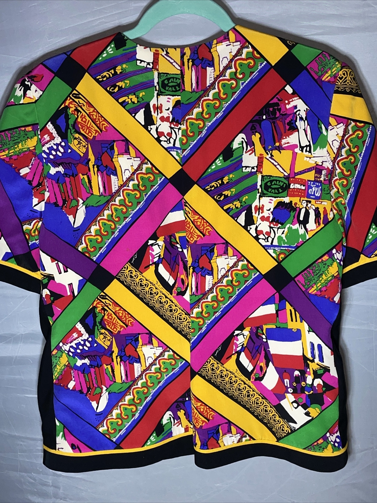 Vintage Constance Saunders Richard Warren Size 14 Silk Blazer Jacket Artsy 80s