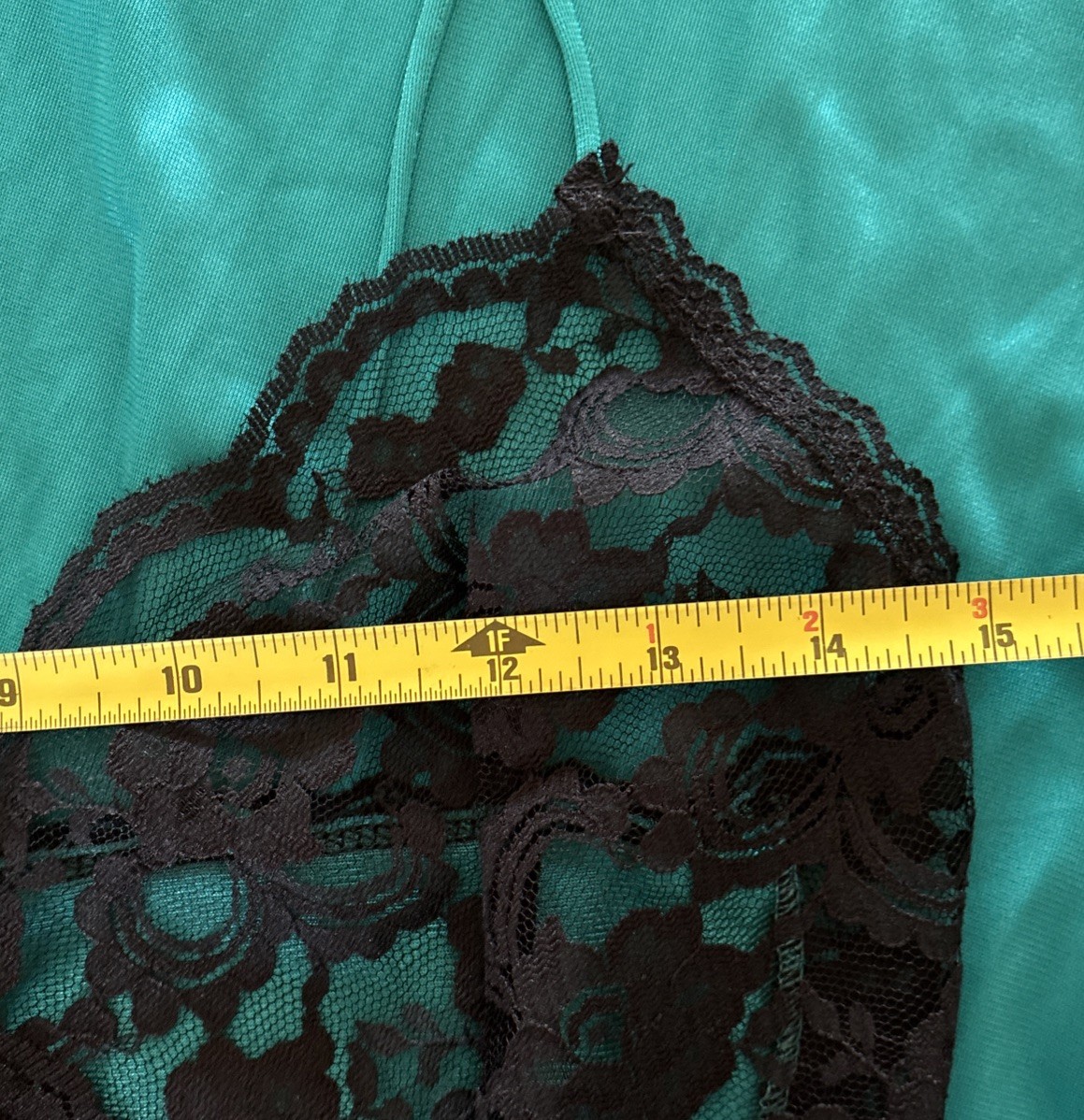 Vintage 1970s Soft Moments NY Lingerie Nightgown Sz S Hollywood Teal Blue Black