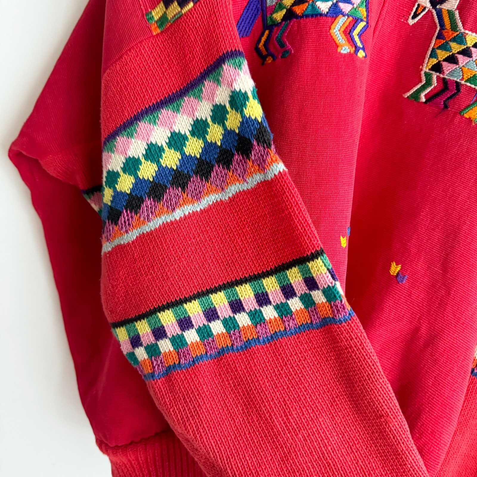 Vintage 1970s Embroidered Bomber Jacket Artesian Folk Art Tribal L/XL