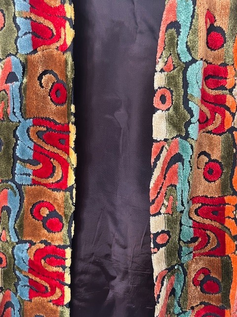 Vintage 60s A. Kallins Tapestry Vest Carpet Chenille Velvet Boho Hippie Large