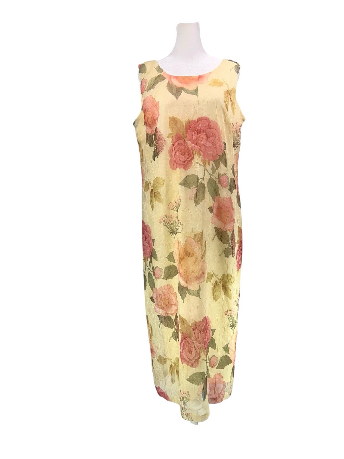 WHIMSICAL ETHEREAL CHIFFON FLORAL DRESS VTG 1990s FAIRY SHABBY CHIC ROMANCE 12