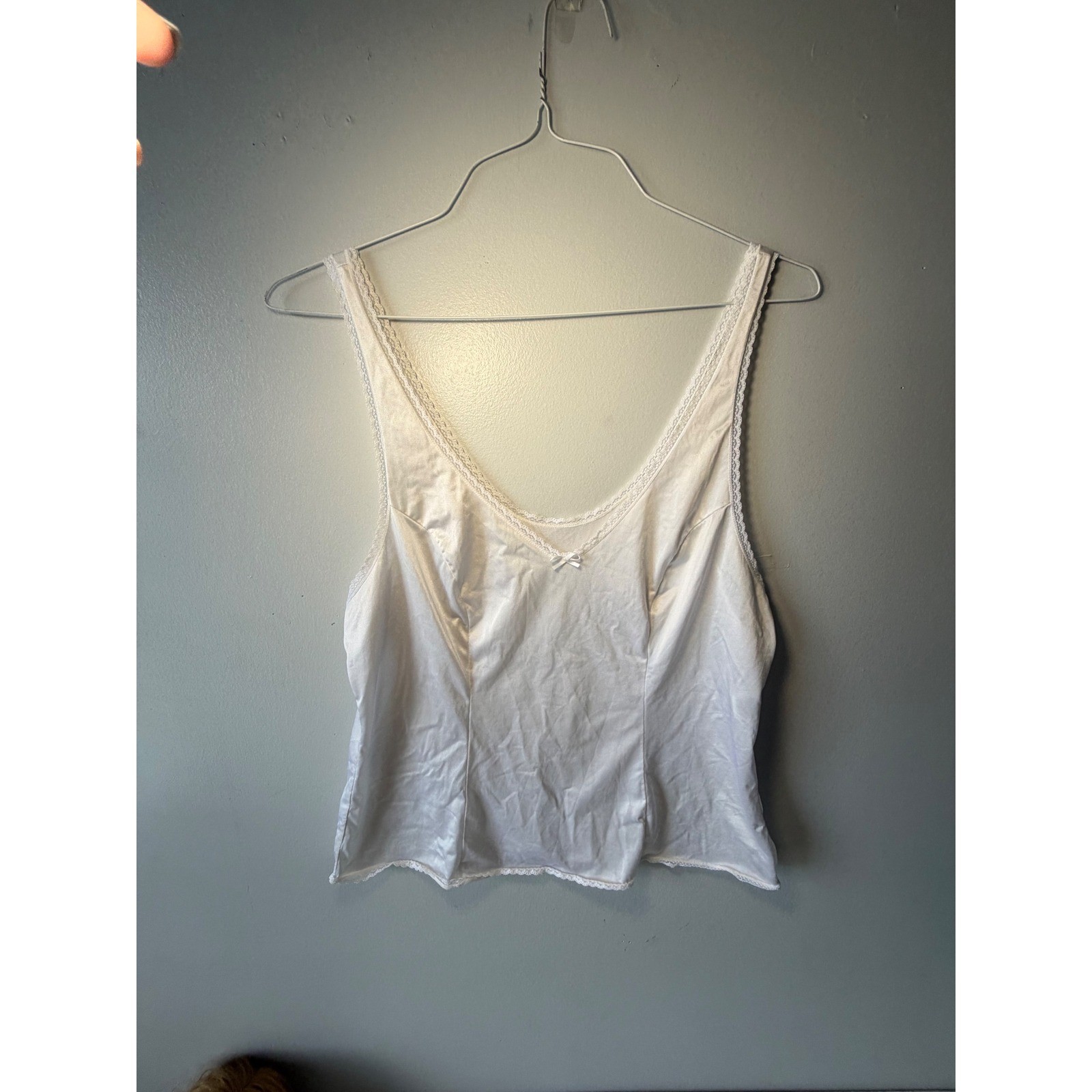 Vanity Fair Vintage White Lace Trim Camisole Top 17-760 Nylon Made in USA 40/46