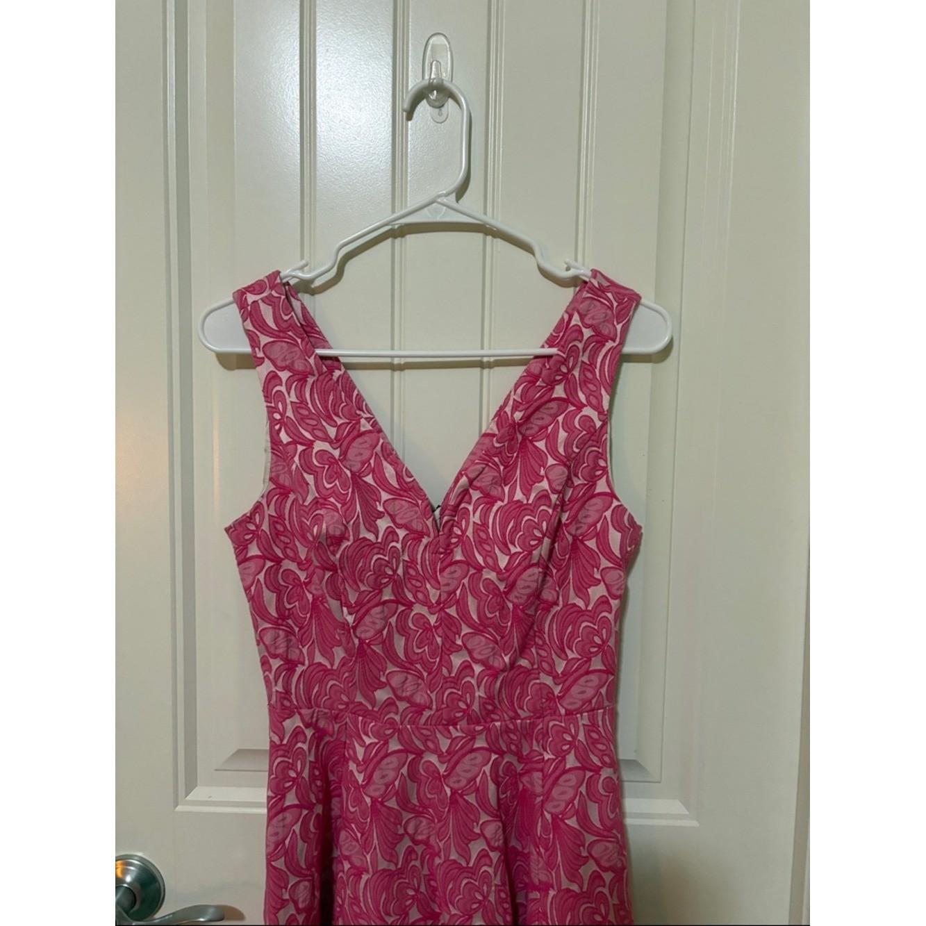 Maeve Anthropologie Classic V-Neck Pink Floral Fit & Flare Dress