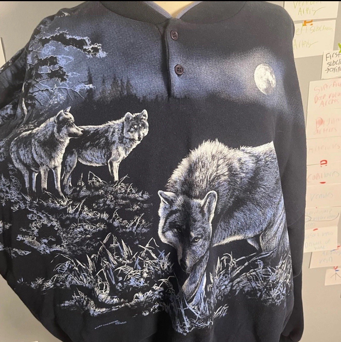 Wolves Wolf Sweatshirt Vtg Full Moon Art Unlimited Sportsware Women’s XXXL